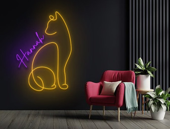 Custom Name Cat Line Art Neon Sign Decor sign