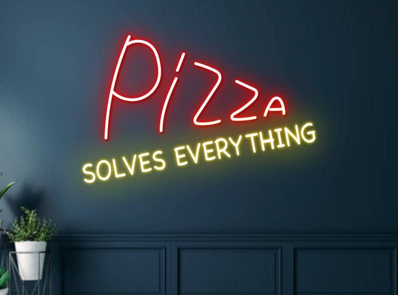 Pizza Solves Everything Neon Sign Long-lasting Wall Decor