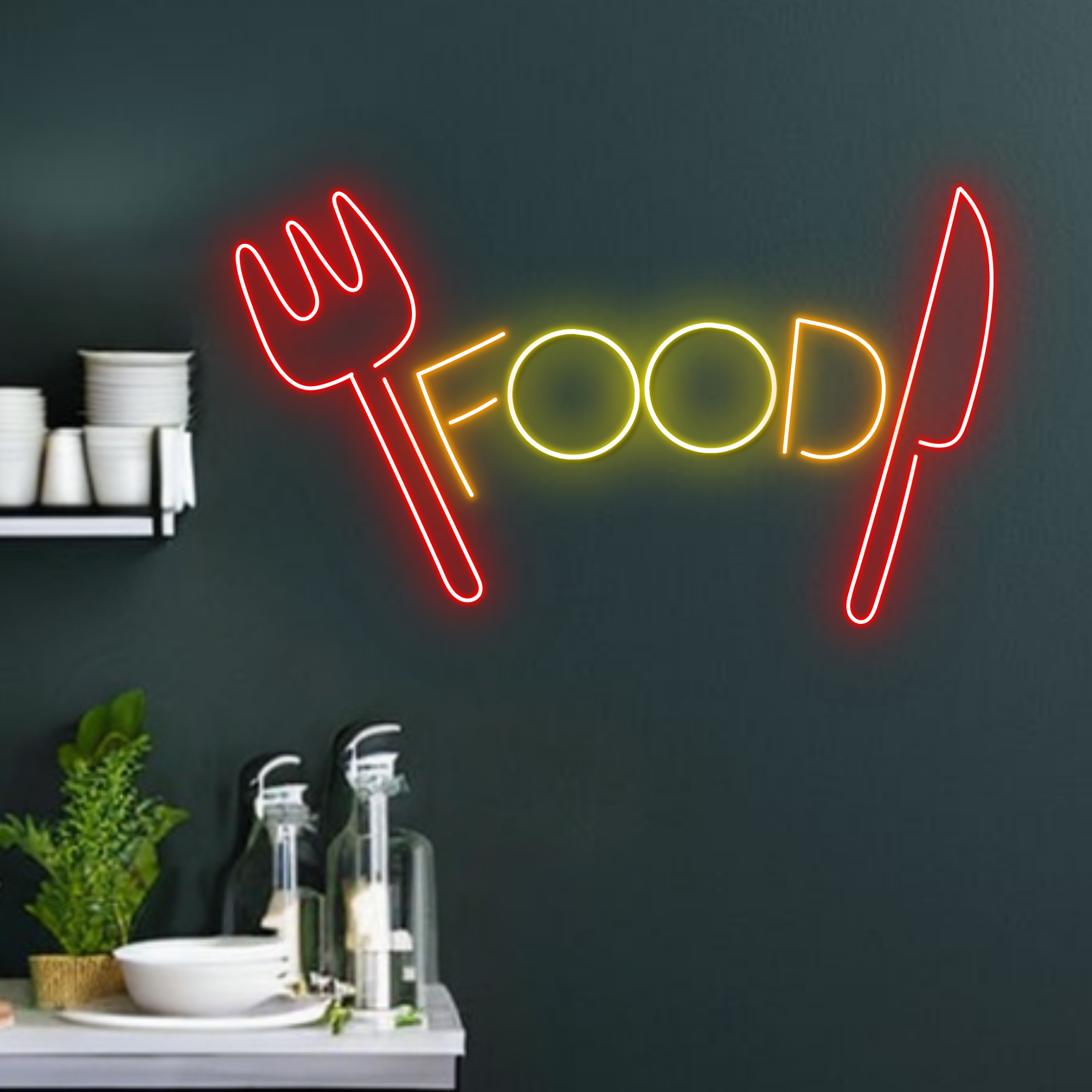 Food Neon Sign Fast Food Store Long-lasting Signboard Decor