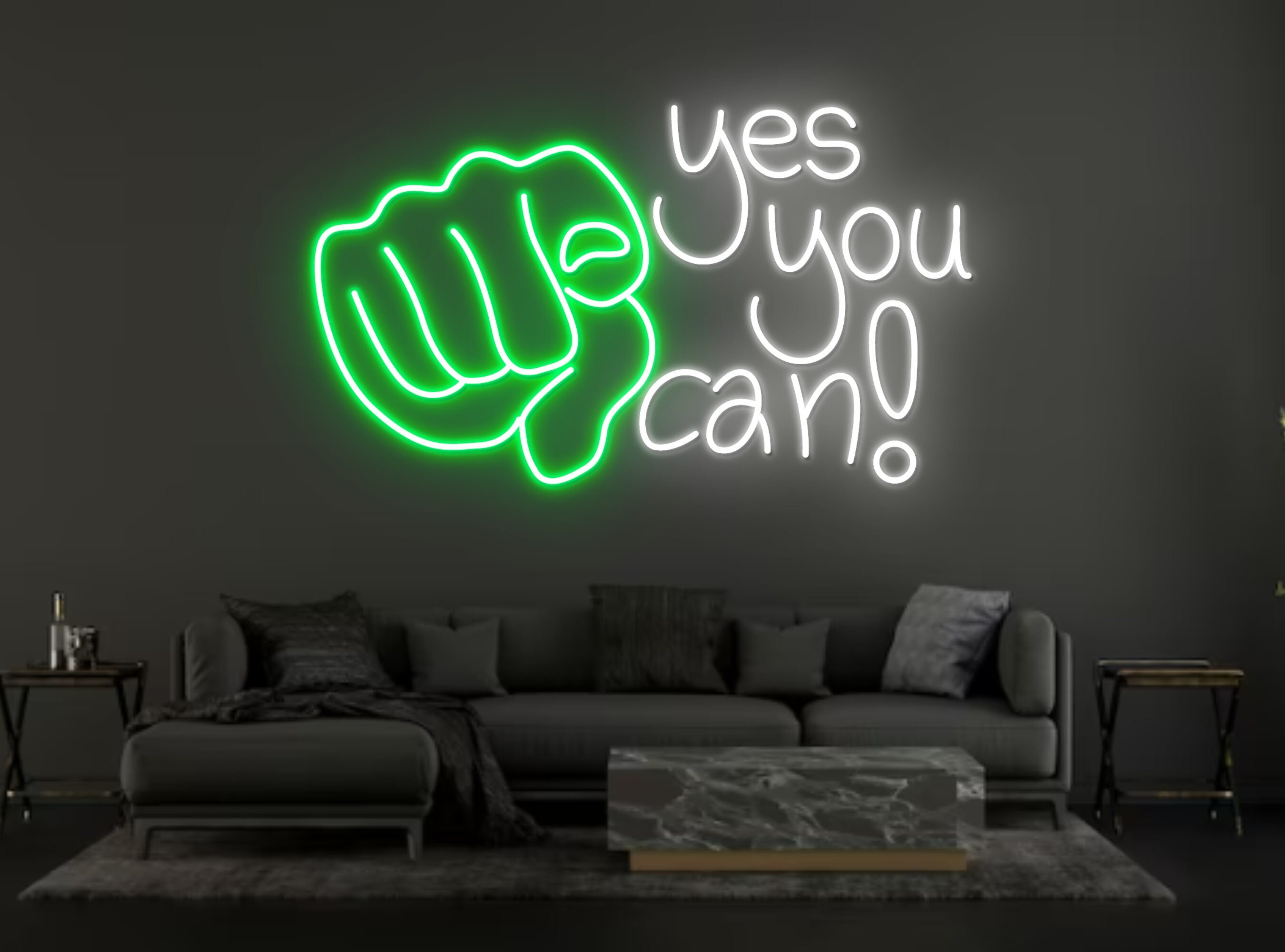 Hand Pointing Yes You Can Neon Sign