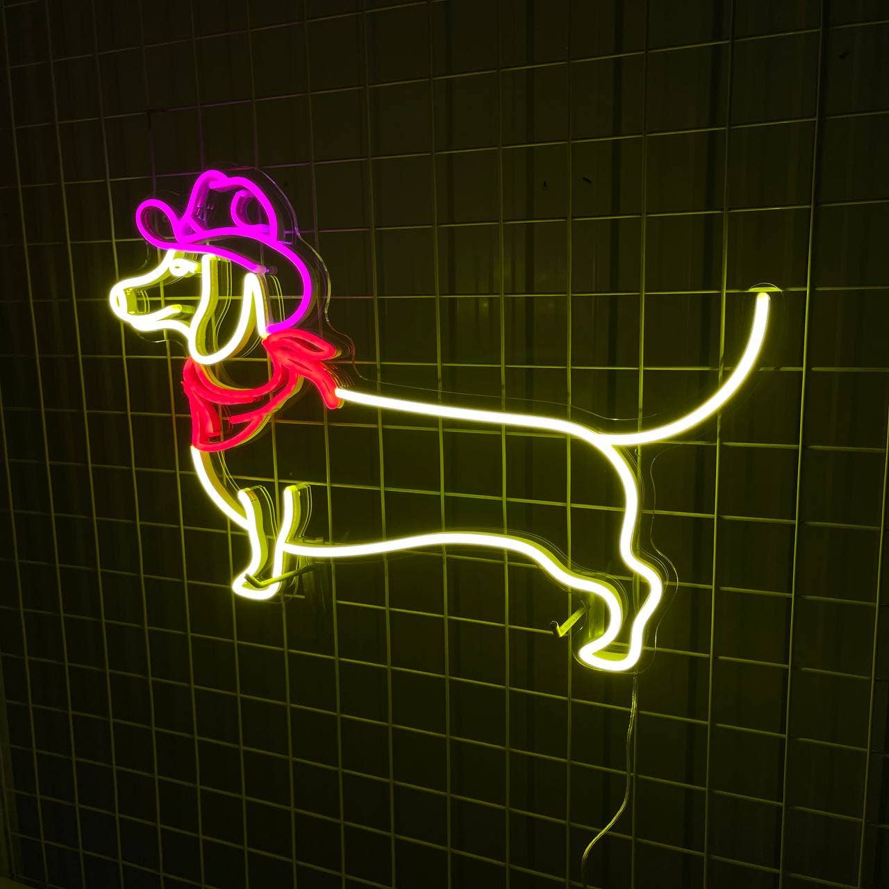 Sausage Dog Cowboy Neon Sign Pet Lover Led Light