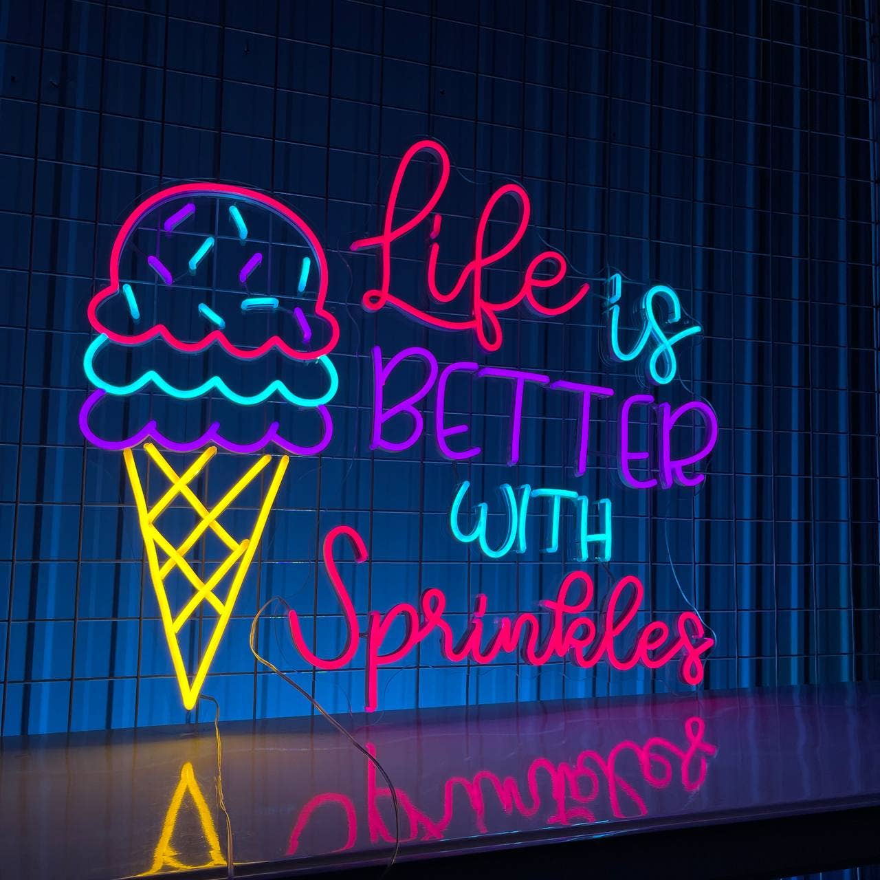 Life Is Better With Sprinkles Neon Sign Ice Cream Decor