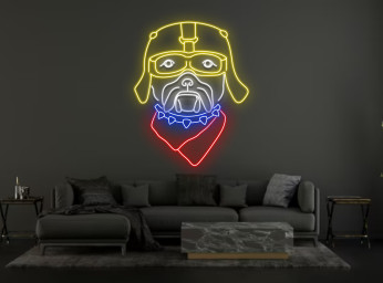 French Bulldog With Motorbike Helmet Neon Sign