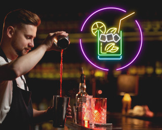 Cocktails Cup Bar Pub Neon Signs Wall Signage