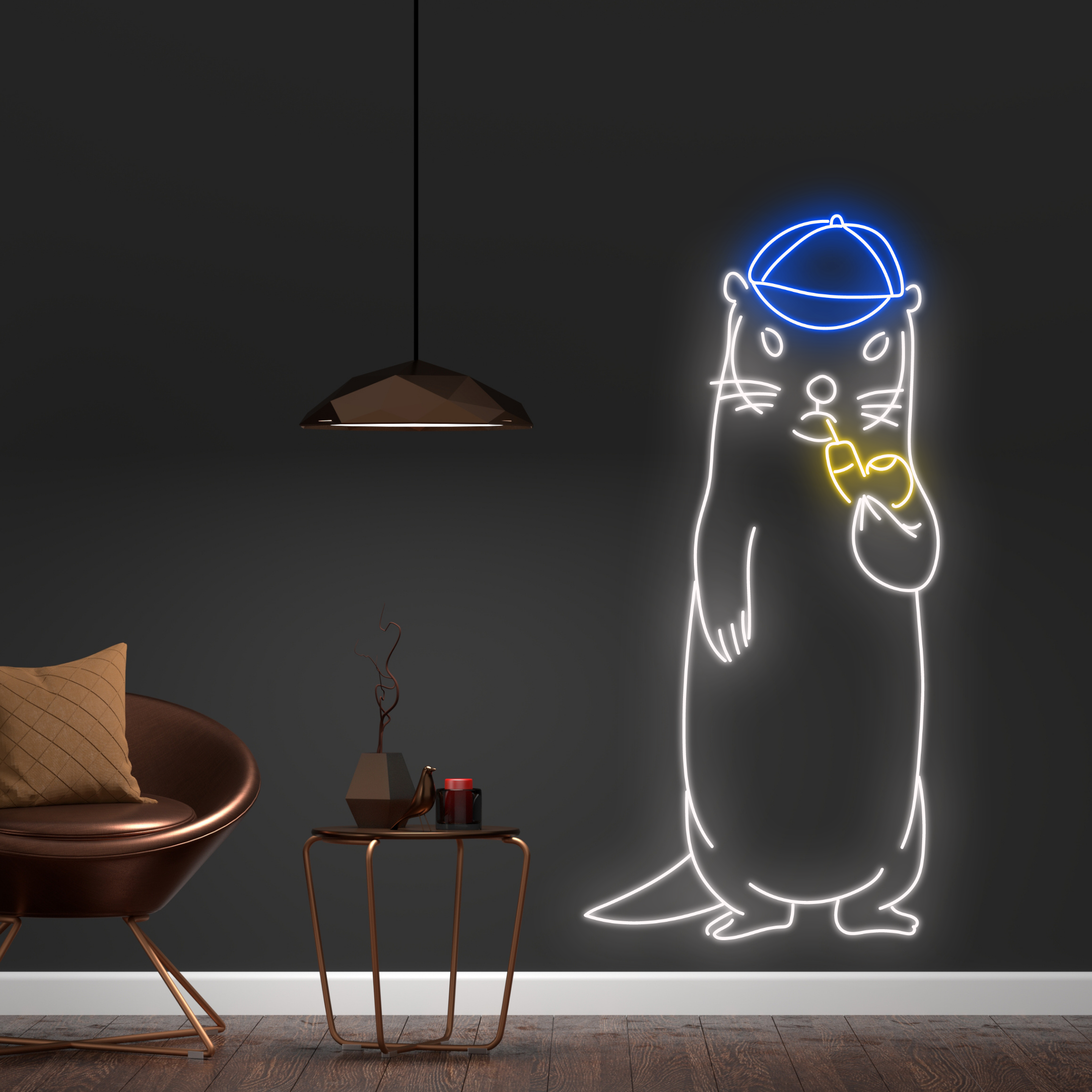 Raccoon Smoking Neon Sign Animal Art Wall Lights Decor
