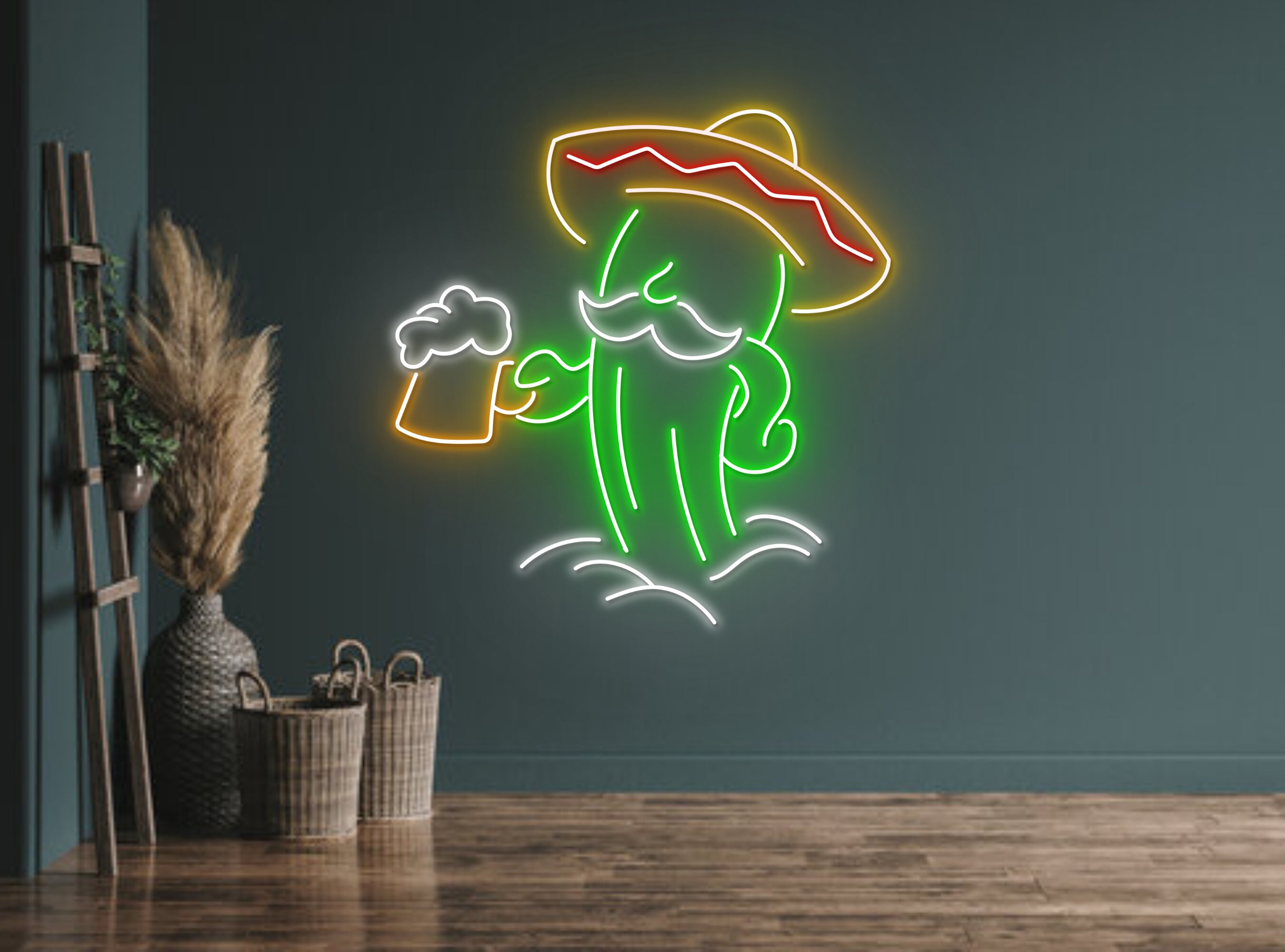 Cactus Desert Sombrero Drink Beer Neon Sign