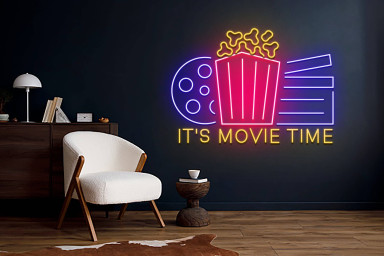 It's Movie Time Neon Sign Cinema Wall Decor Signboard
