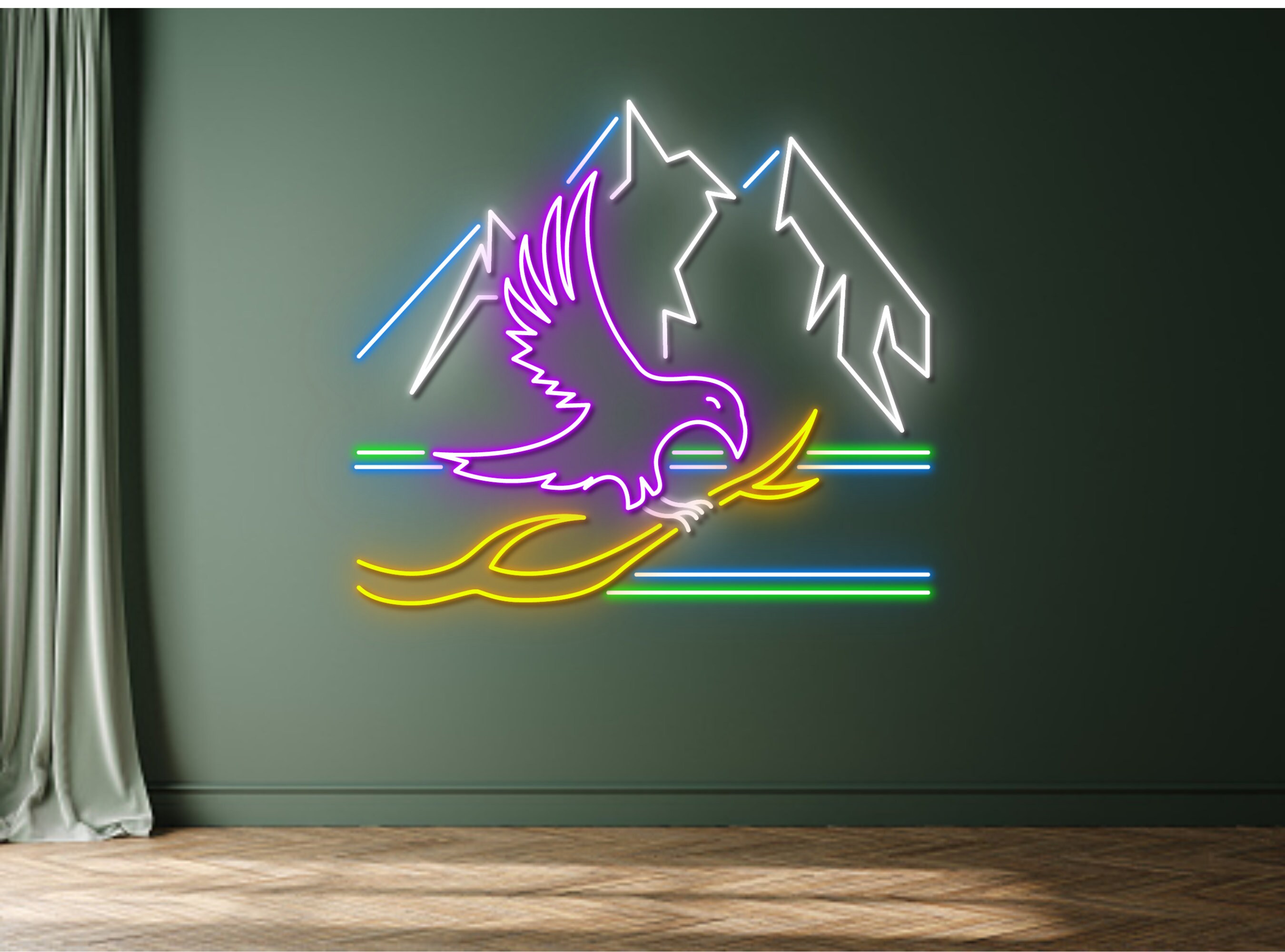 Crow Sitting On Branch Neon Sign Decoration Sign