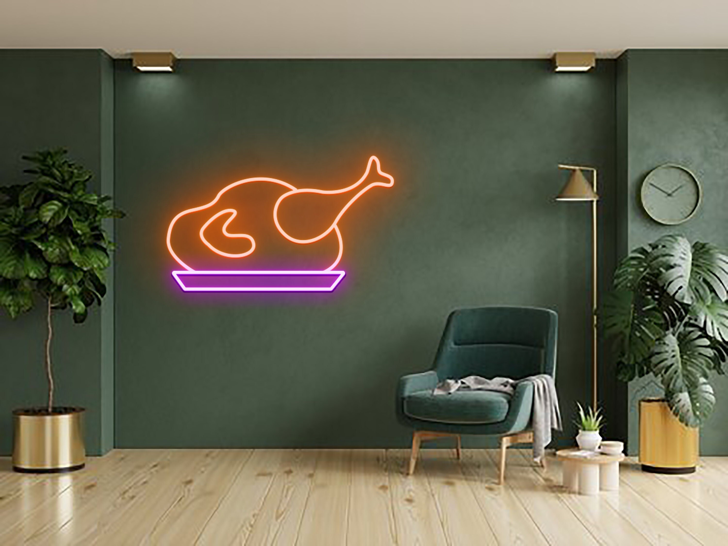 Chicken On The Plate Neon Sign