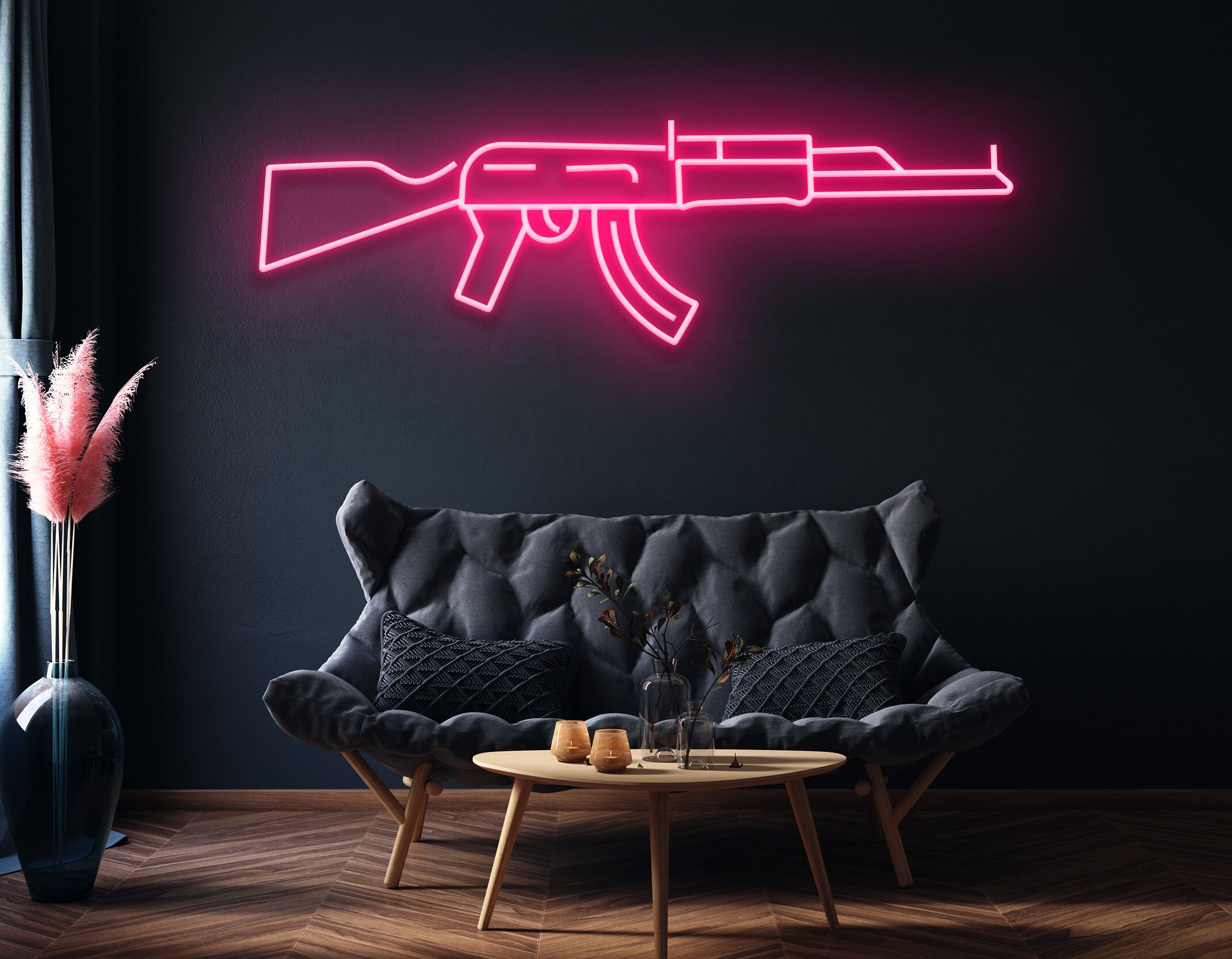 Gun Neon Sign Wall Hanging Signage