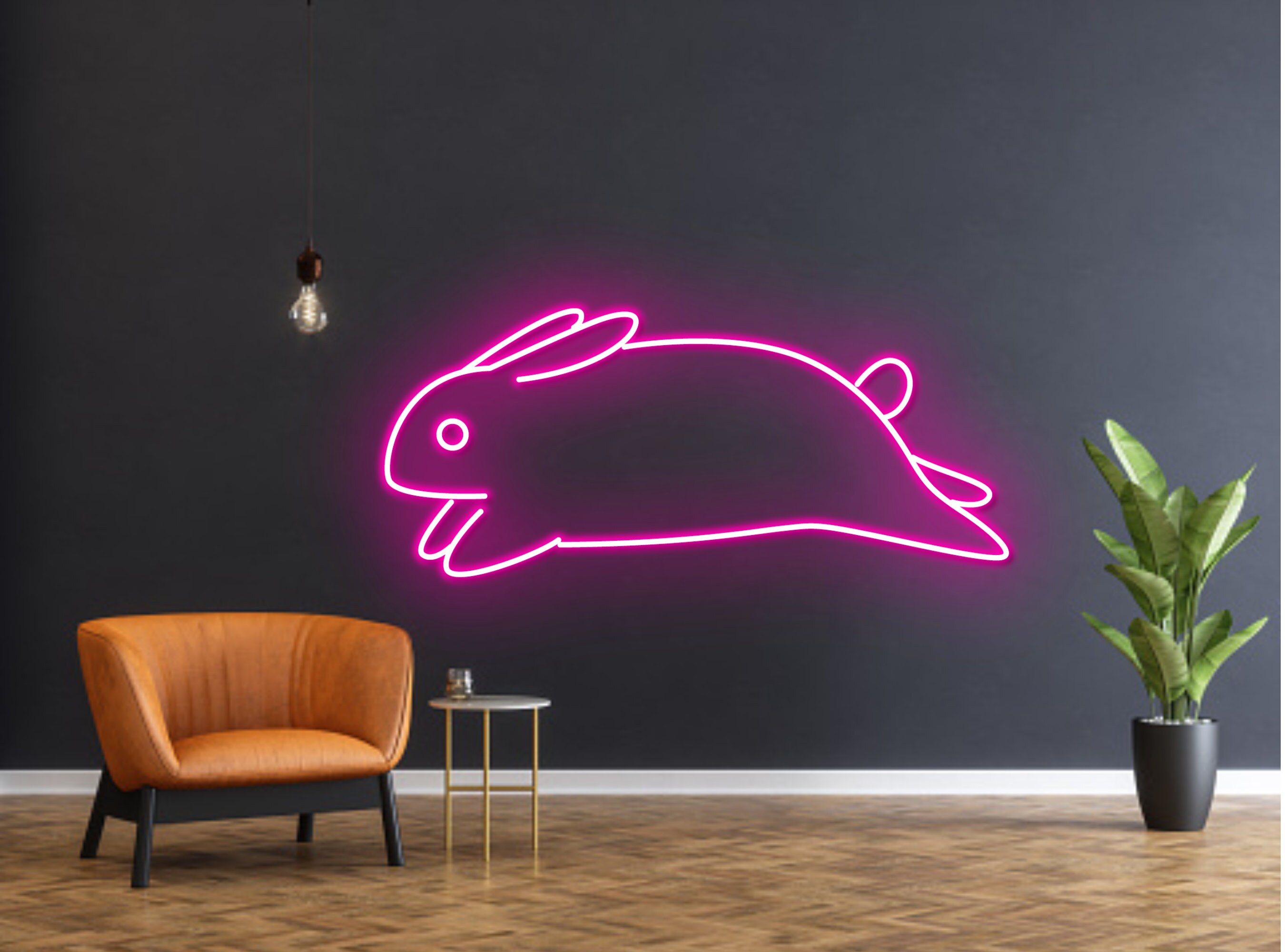 Jumping Bunny Rabbit Neon Sign