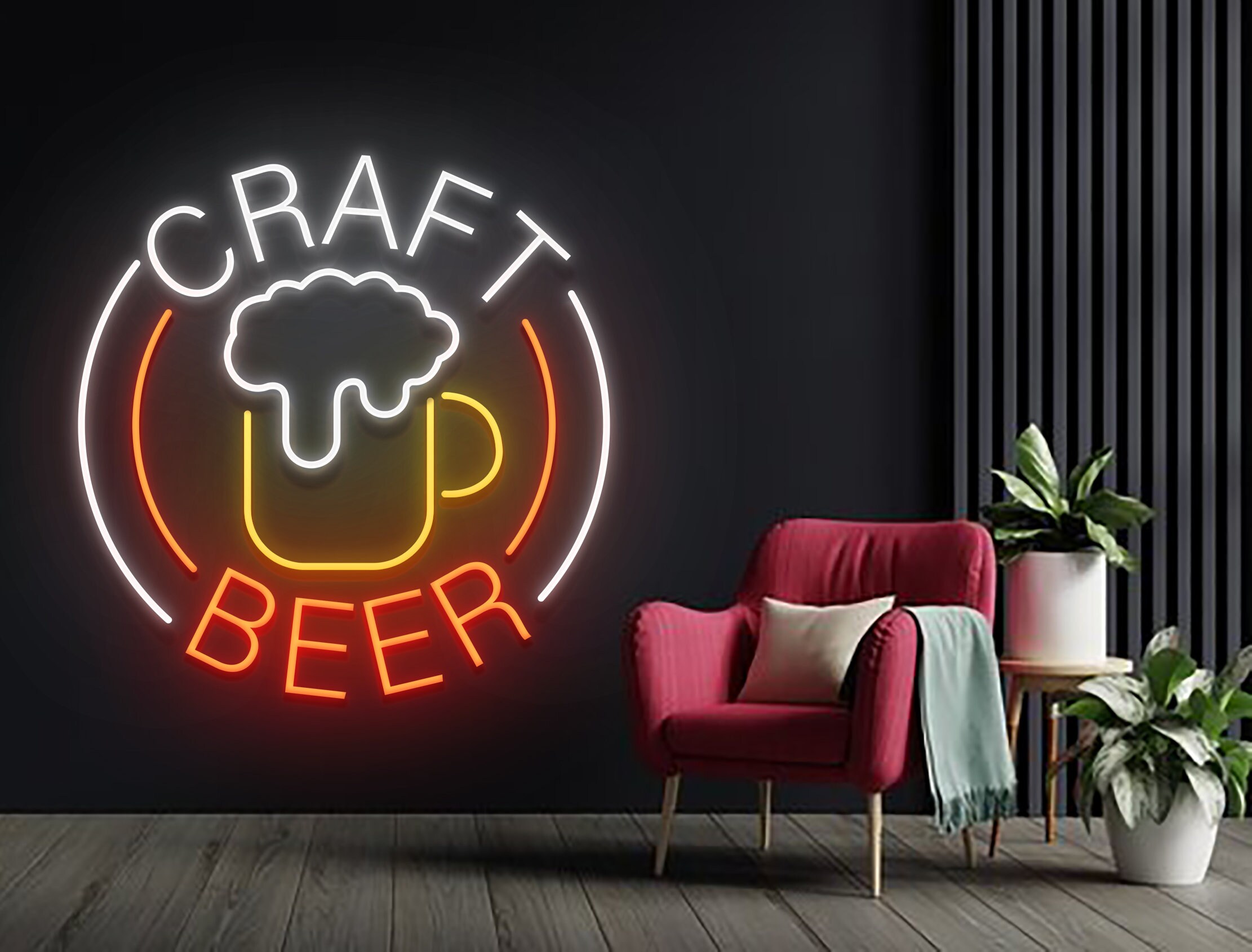 Craft Beer Cup Glass Foam Neon Sign Beer Wall Decor