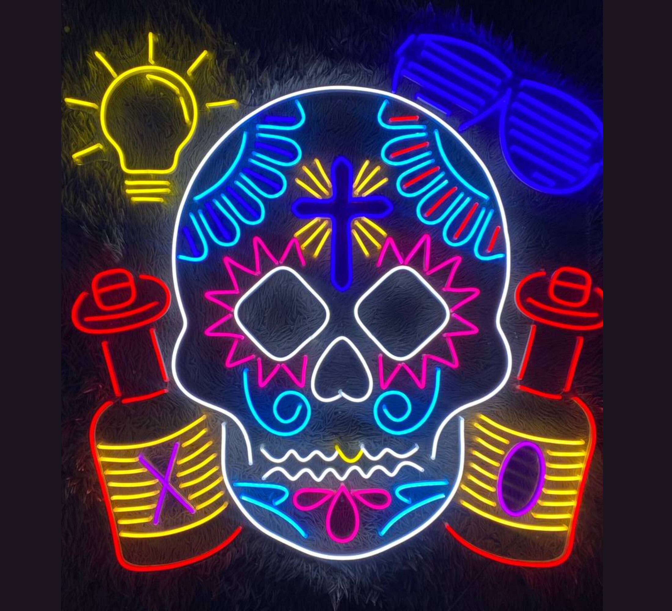 Calavera Beer Bar Pub Club Neon Sign