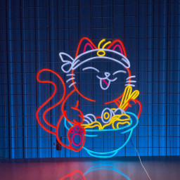 Lucky Cat Ramen Bowl Neon Sign Ramen Restaurant Decor