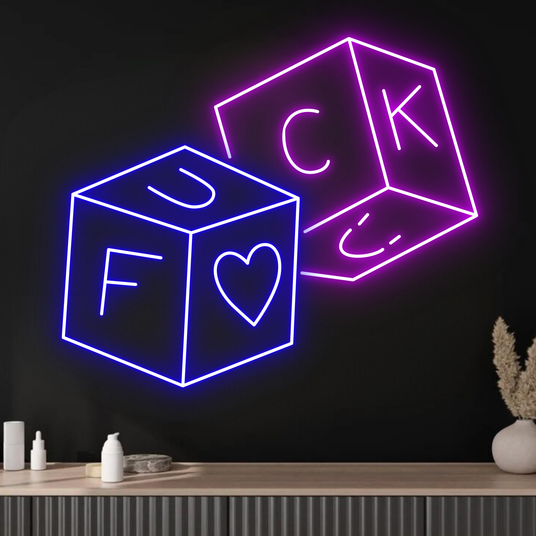 Fuck Dice Neon Signs Neon Sign For Bedroom Wall Decor