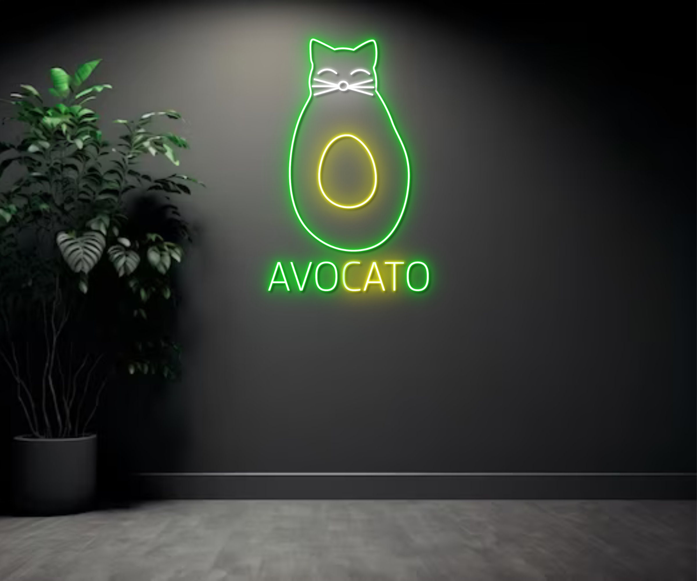 Avocato Avocado Cat Neon Sign
