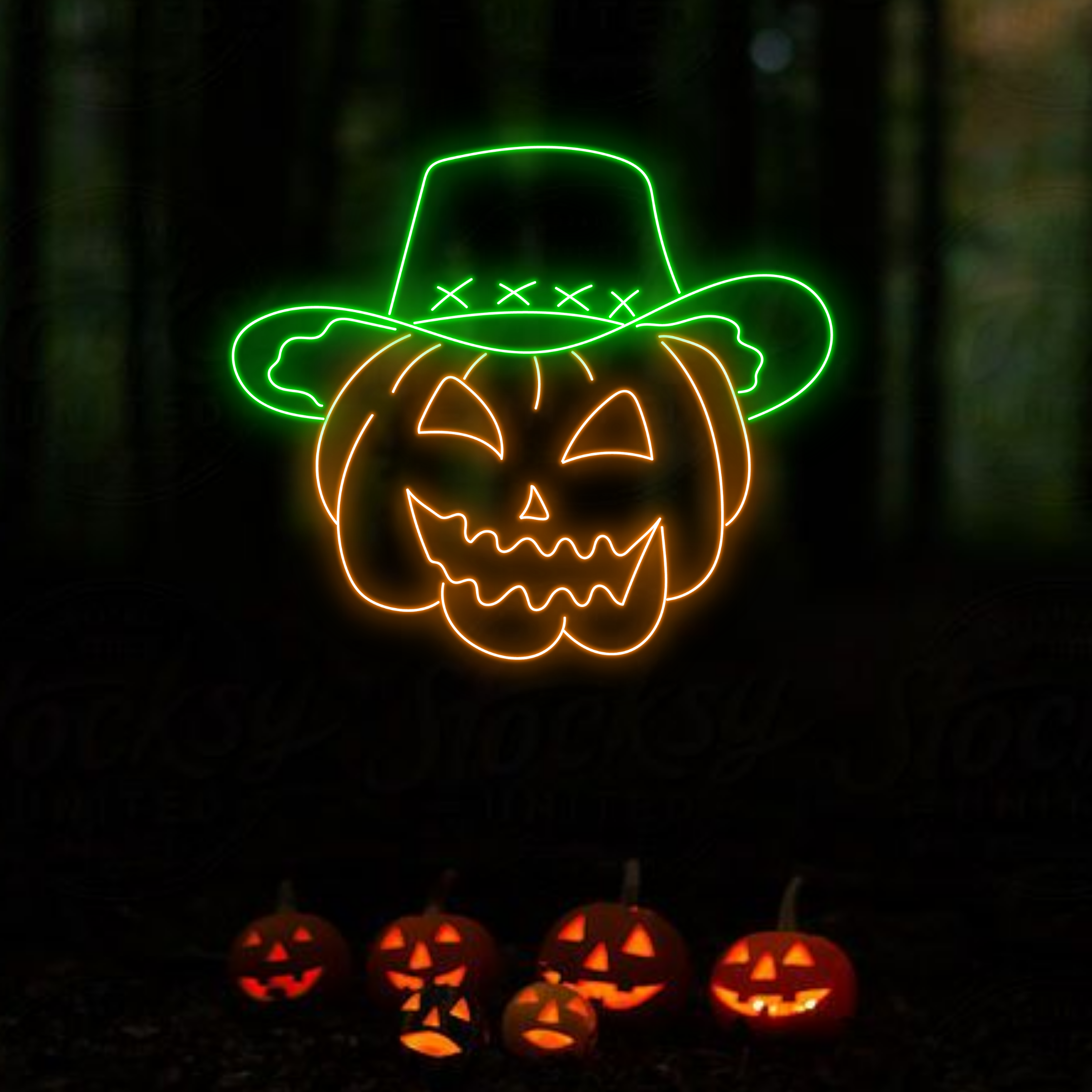 Pumpkin Hat Neon Signs Halloween Long-lasting Light Decor