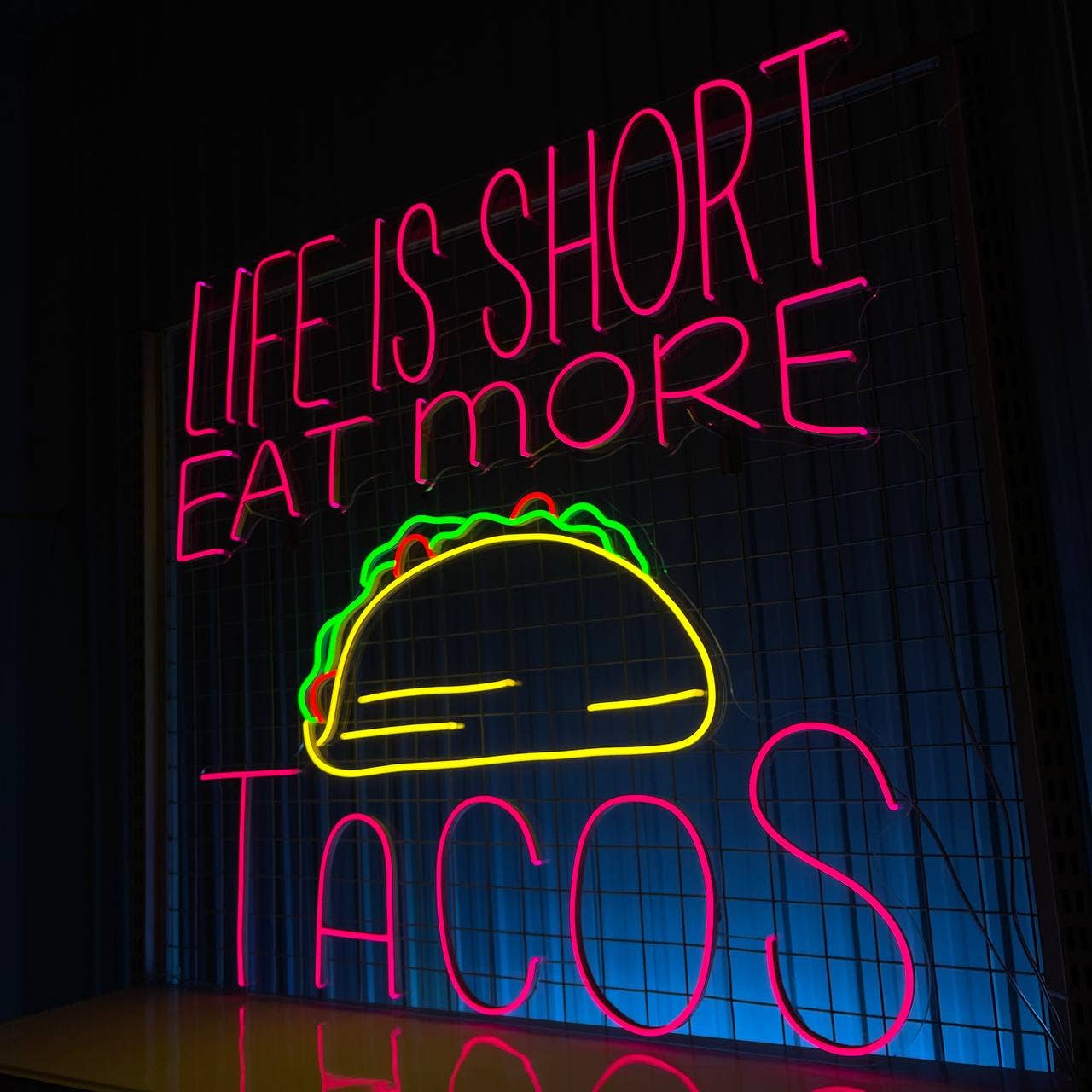 Eat More Tacos Neon Sign Restaurant Wall Decor Signboard