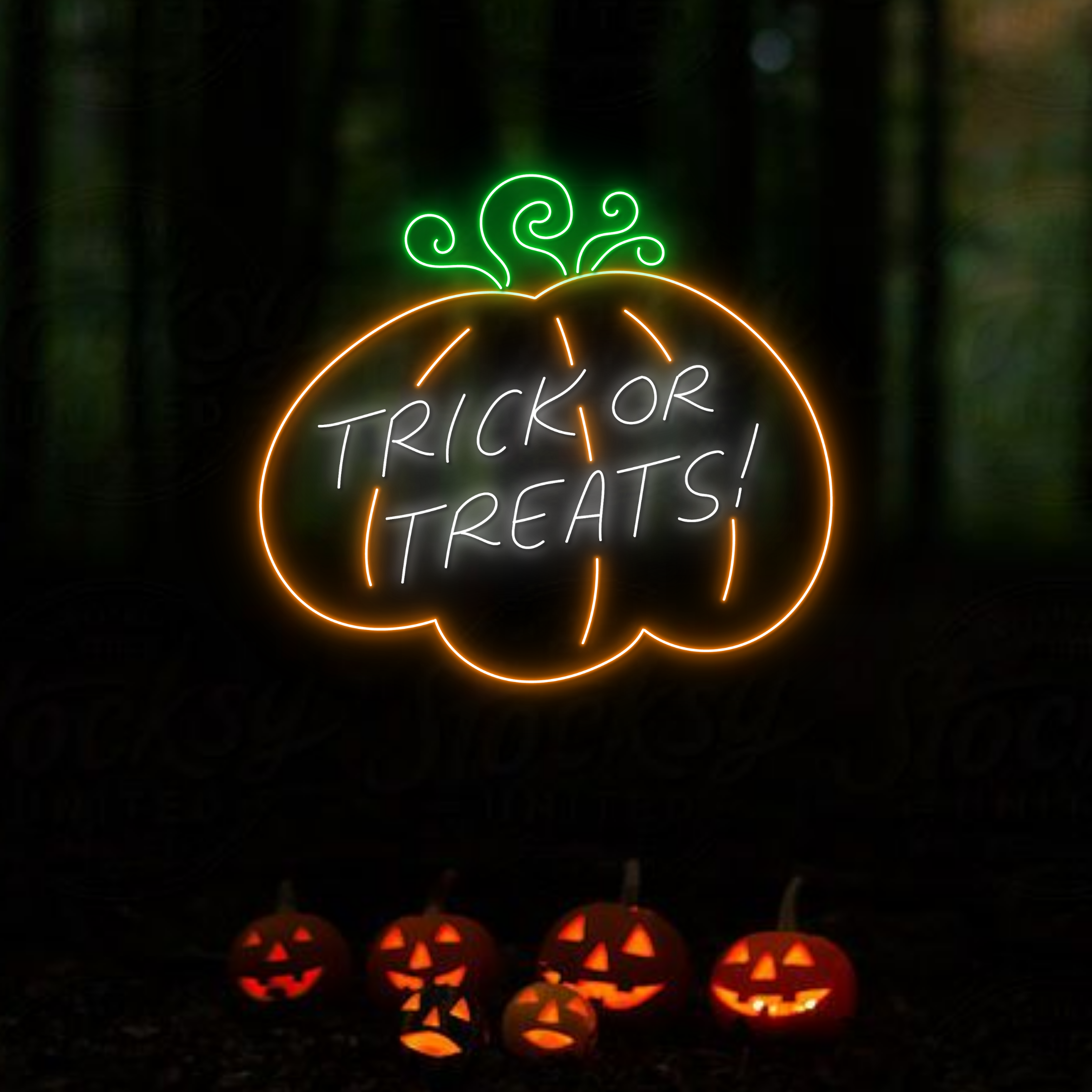 Pumpkin Trick or Treats Neon Sign Halloween Lights Decor