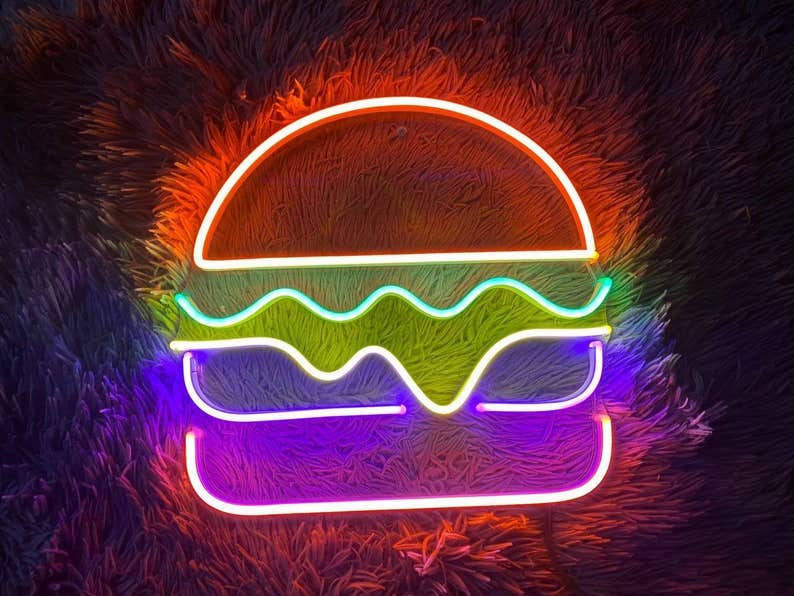 Burger Neon Signs Fast Food Decor for restaurant