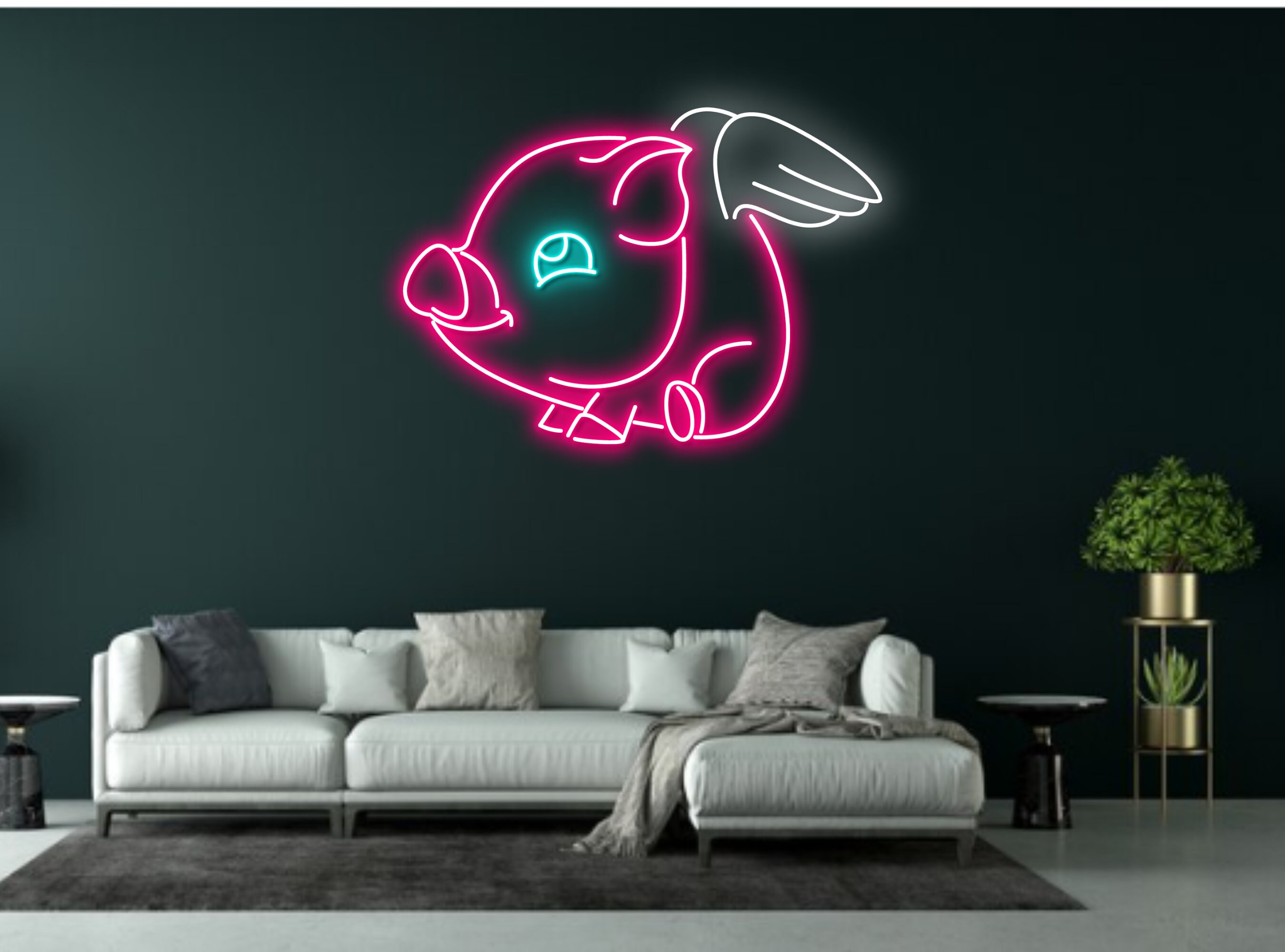 Pig With Wings Neon Sign Hanging Sign Wall Art