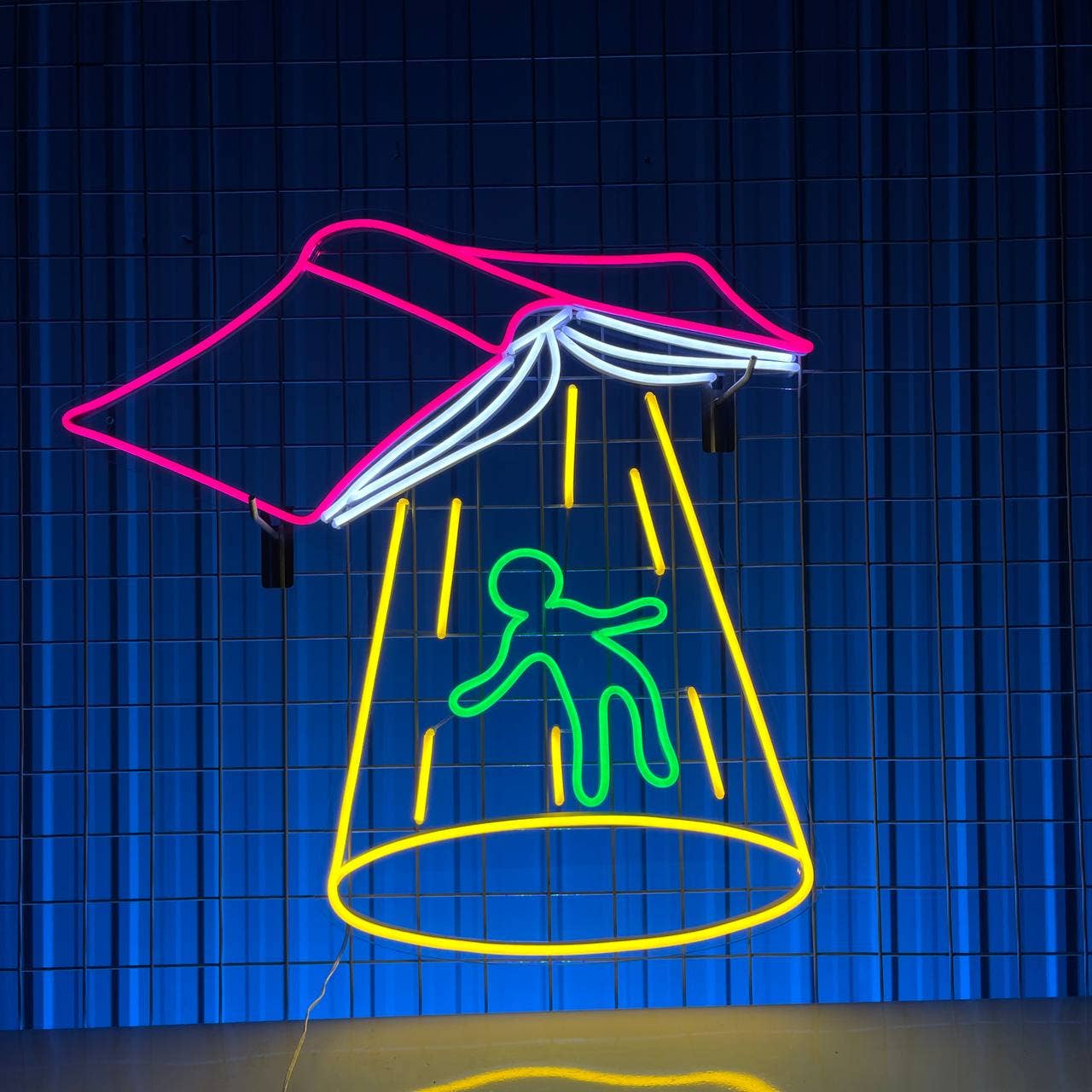 Book Spaceship And Alien Neon Signs Art Wall Decor