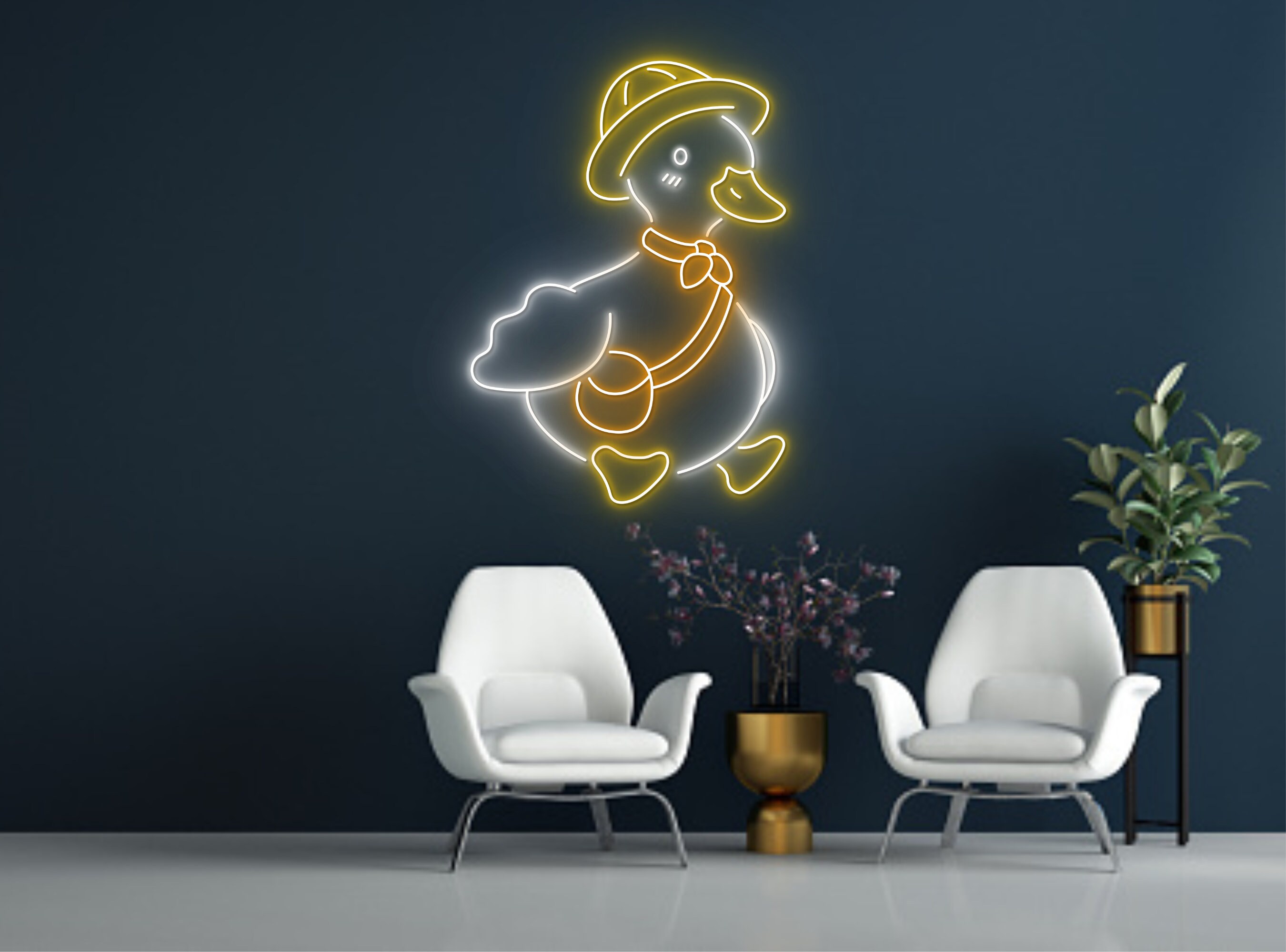 Cute Duck With Hat Neon Sign