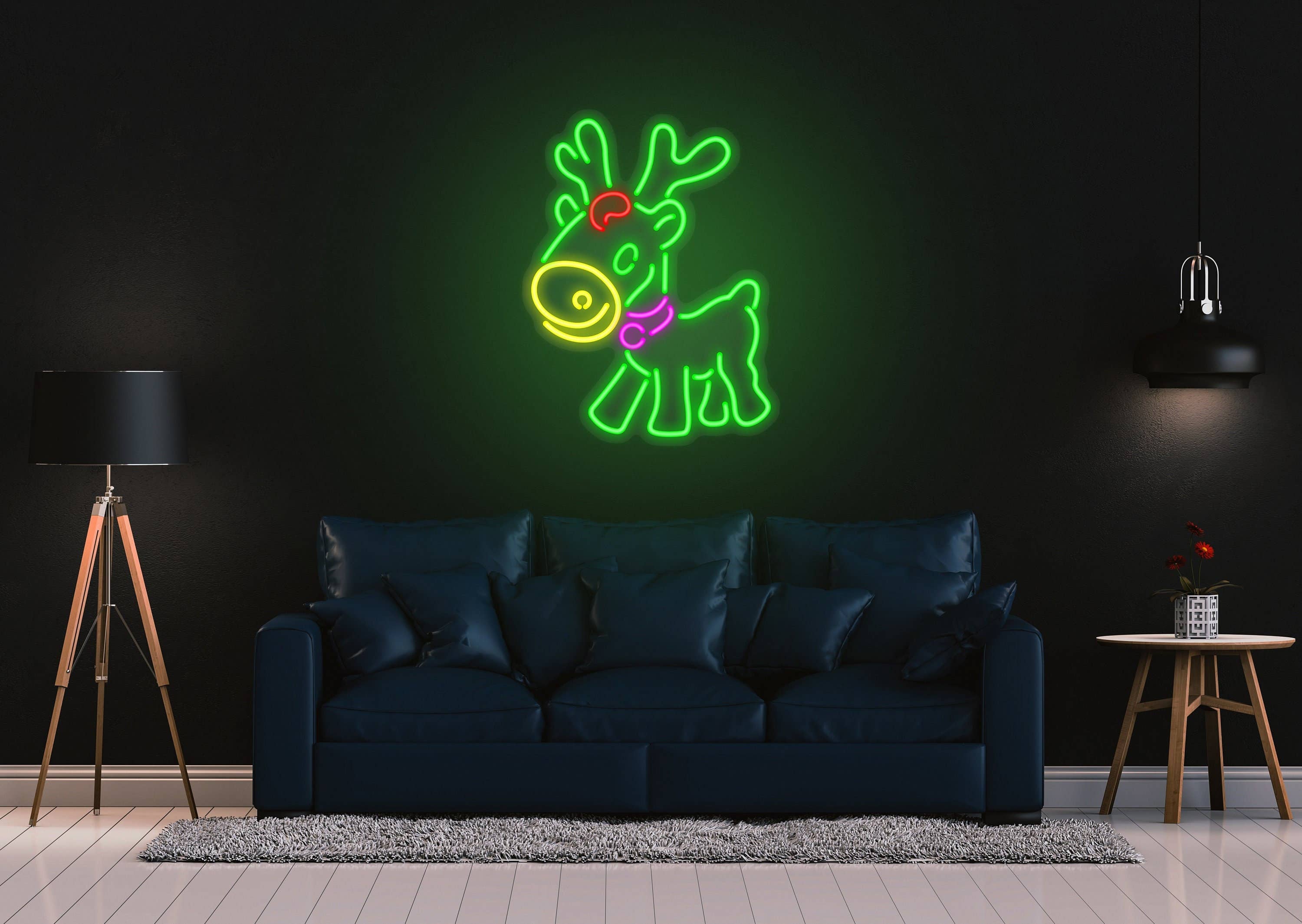 Cute Deer Neon Sign Reindeer Christmas Decor