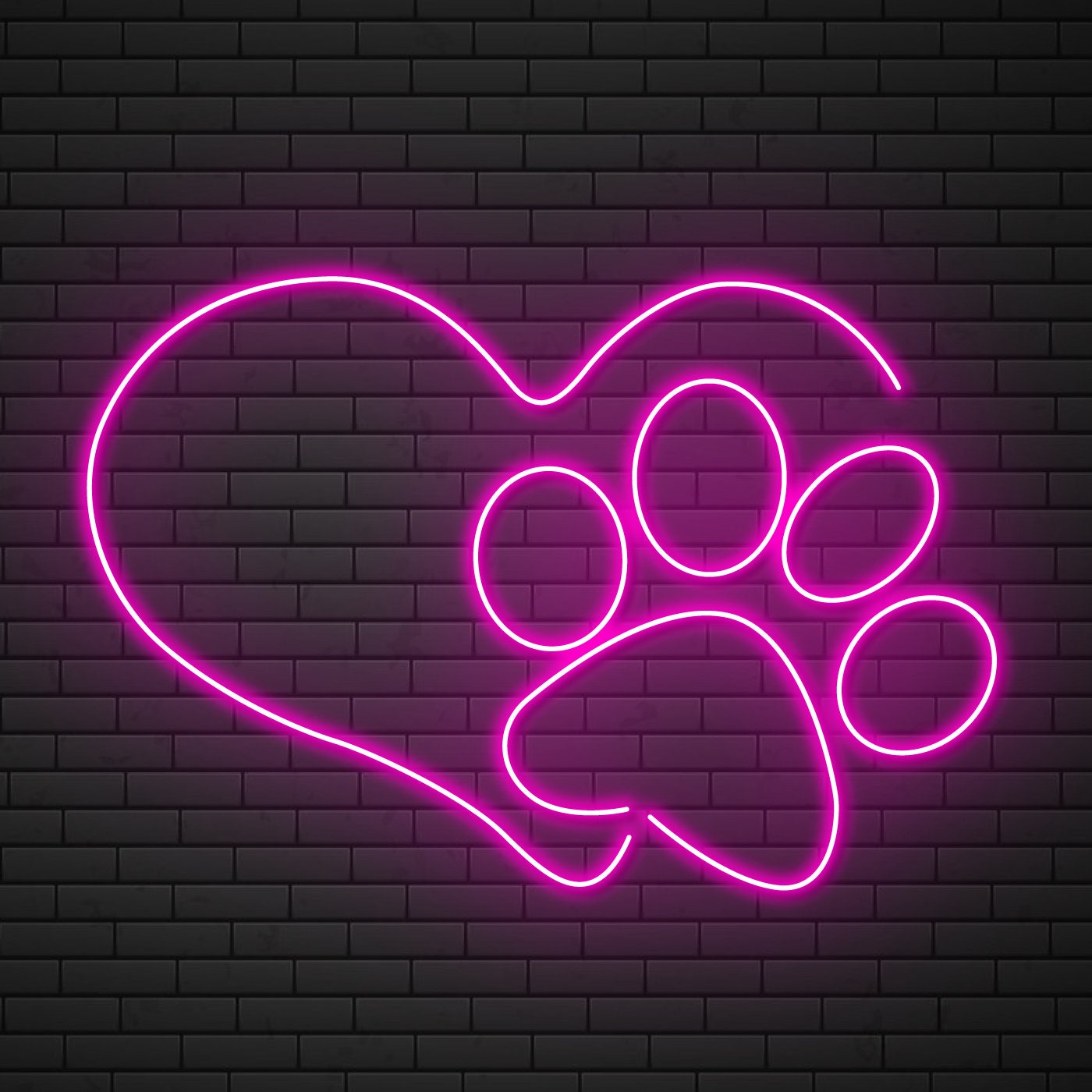 Dog Paw Neon Sign Wall Decoration