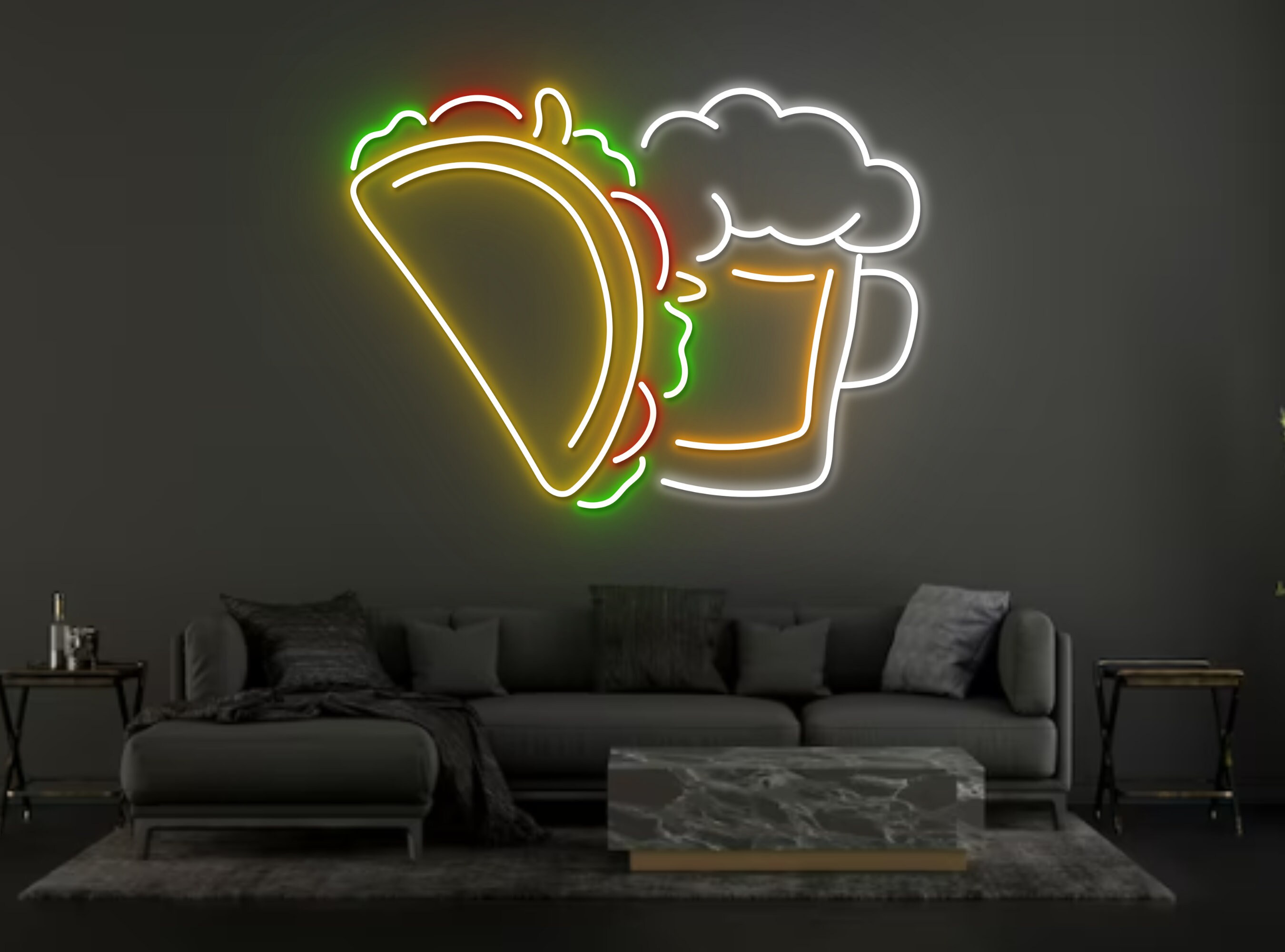 Mexico Tacos And Beer Restaurant Neon Sign