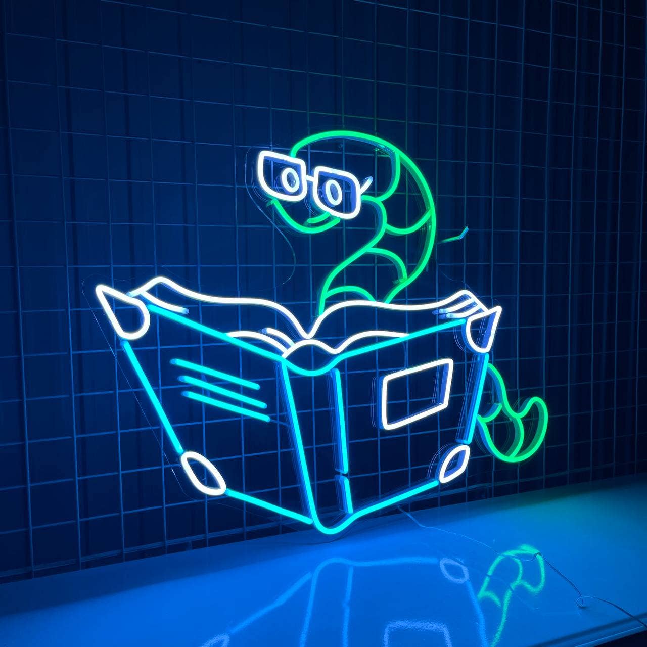 Snake Read Book Neon Sign Animal Art Decor