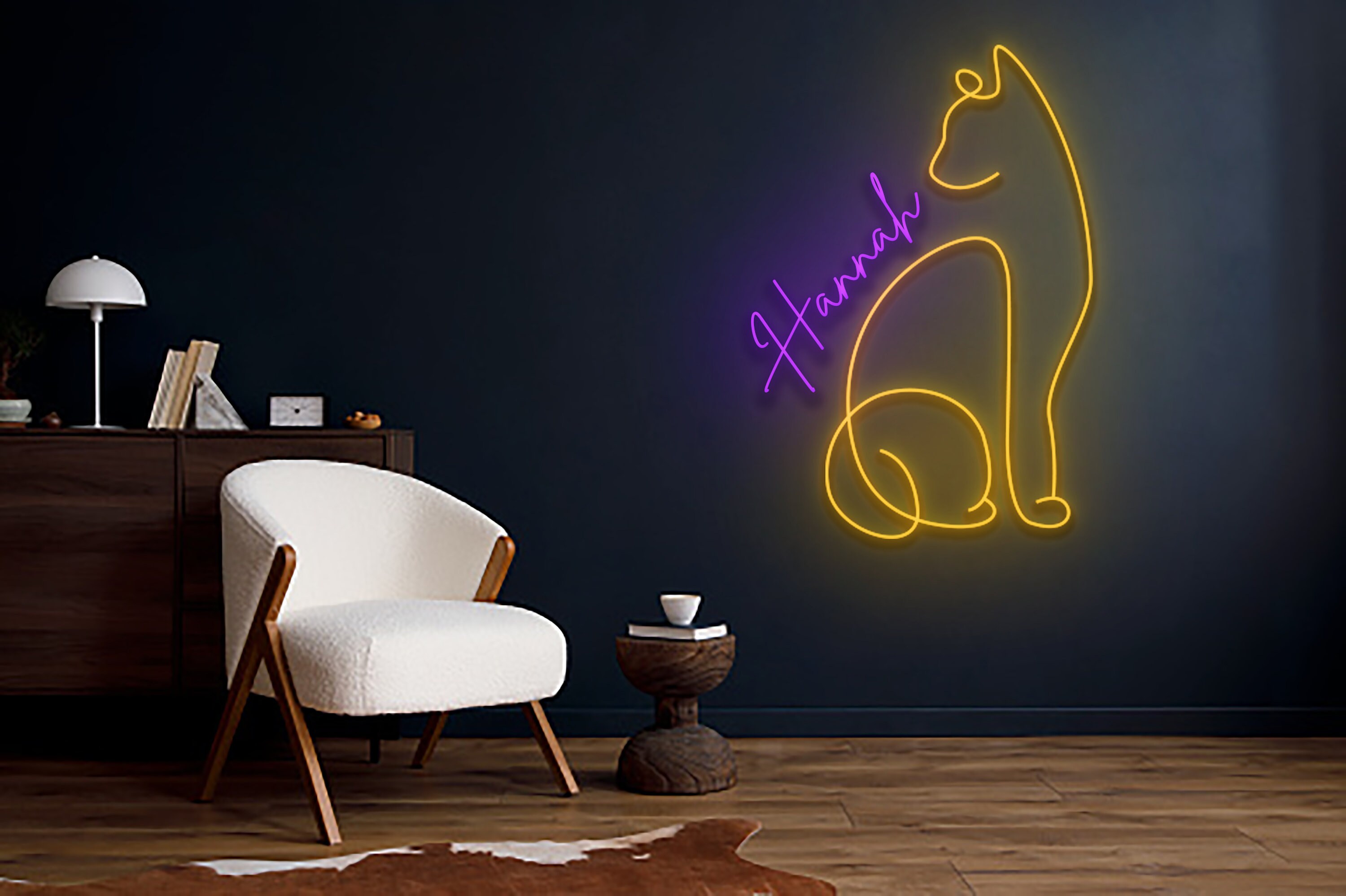 Custom Name Cat Line Art Neon Sign Decor sign