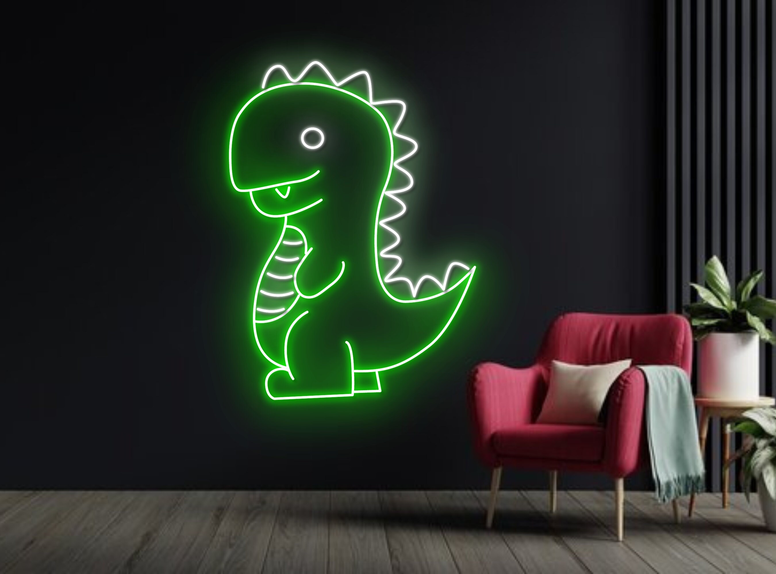 Chibi Cartoon Dinosaur Neon Sign Wall Decor
