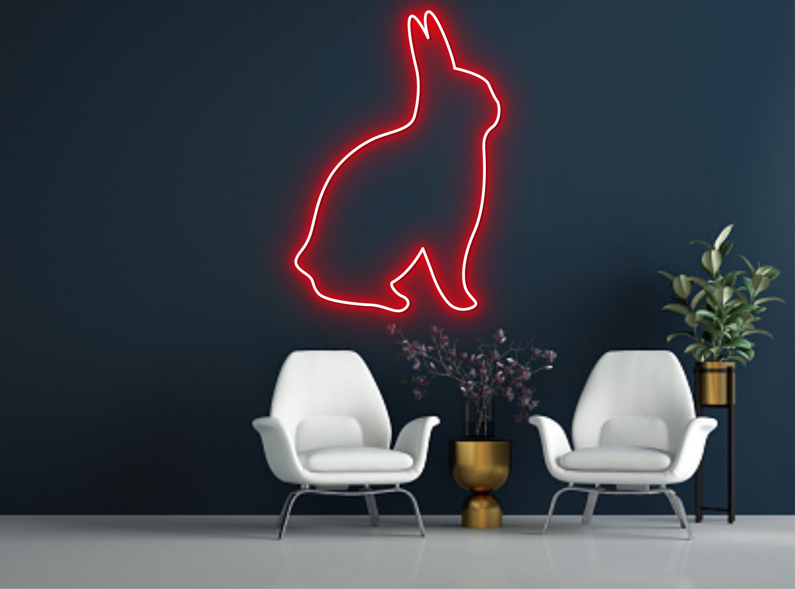Cute Bunny Rabbit Neon Sign Wall Art Decor