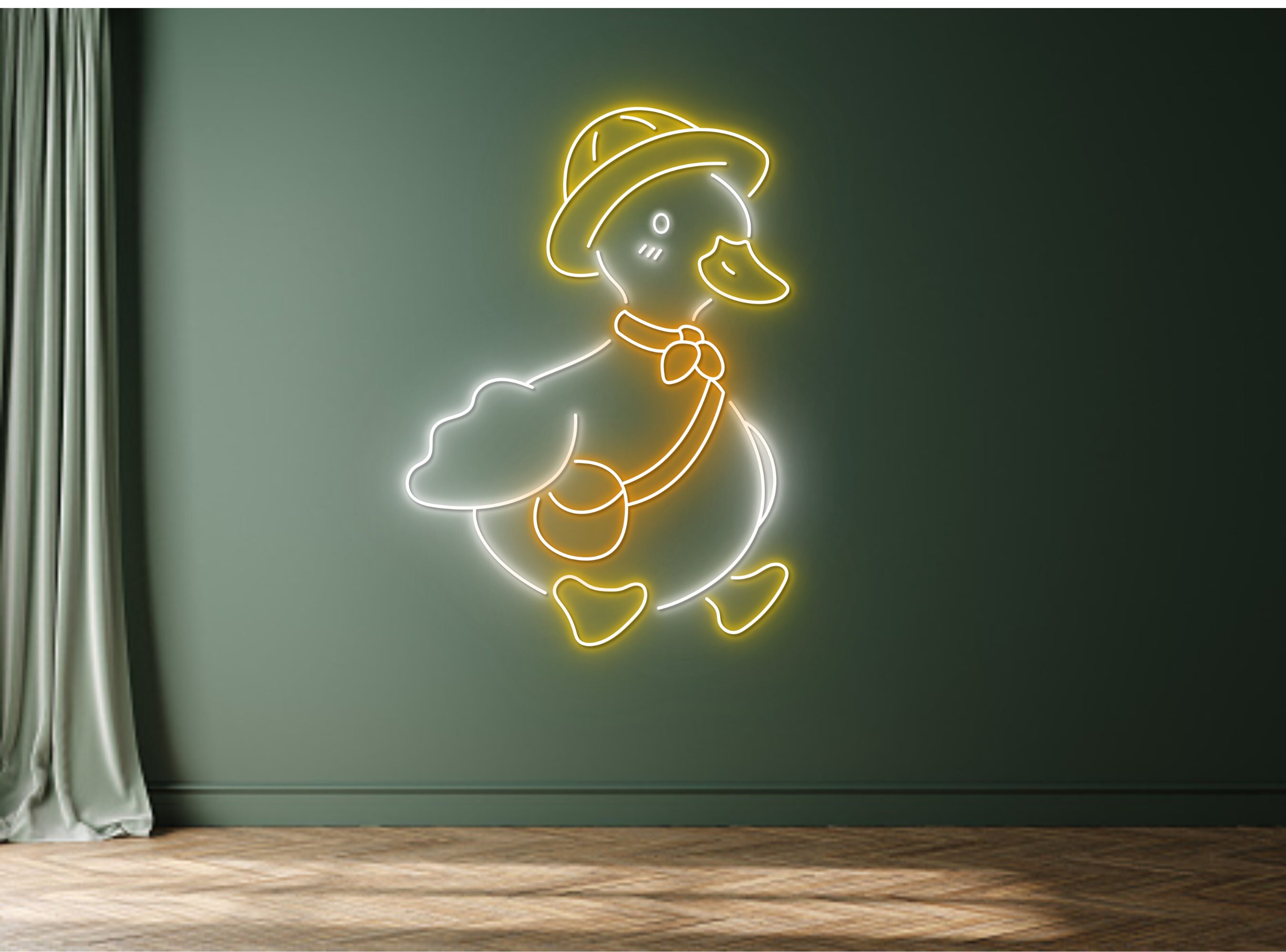 Cute Duck With Hat Neon Sign