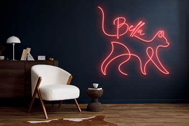 Custom Name Cat Line Art Neon Sign