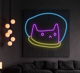 Cat Space Boi Neon Sign Animal Decor for Kids