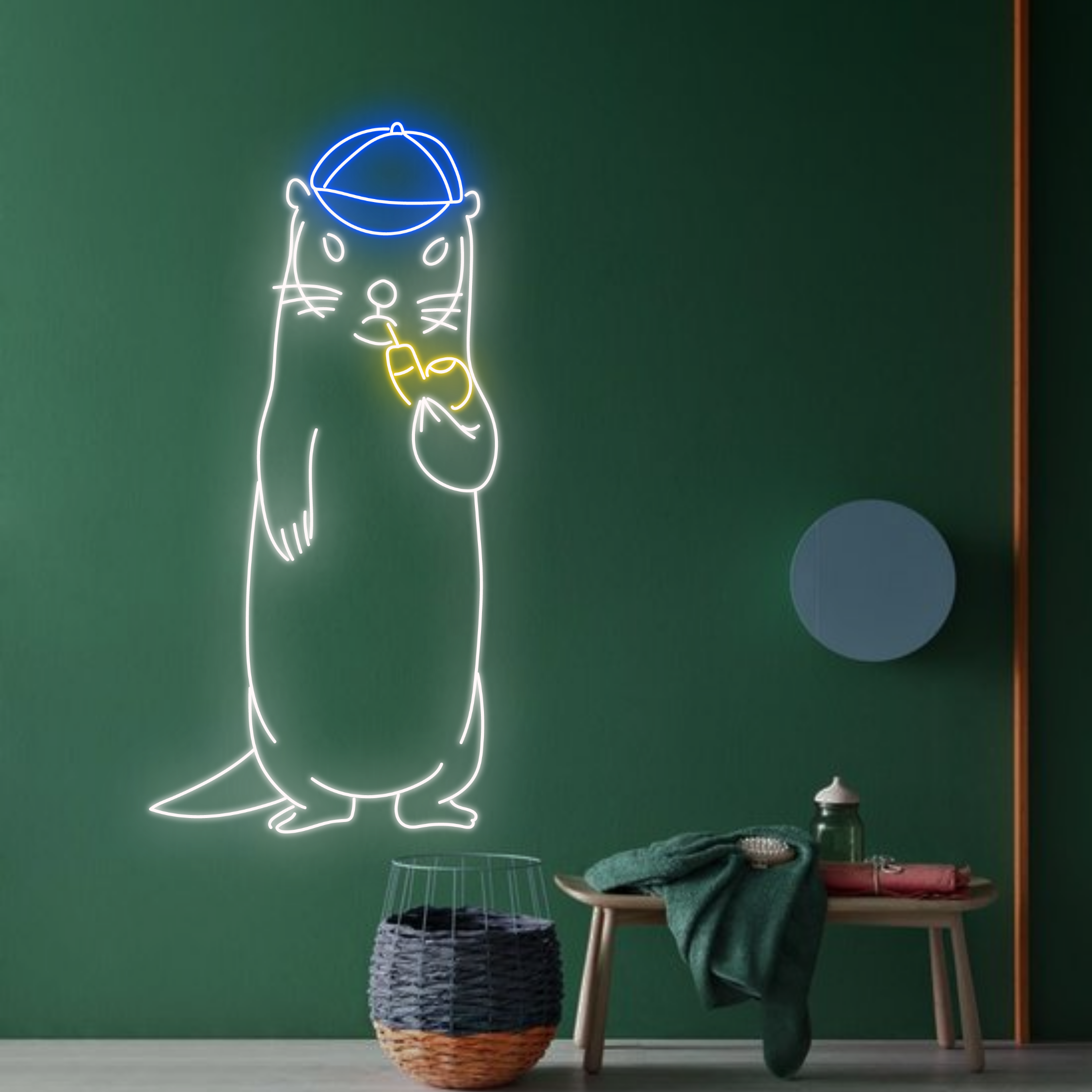 Raccoon Smoking Neon Sign Animal Art Wall Lights Decor