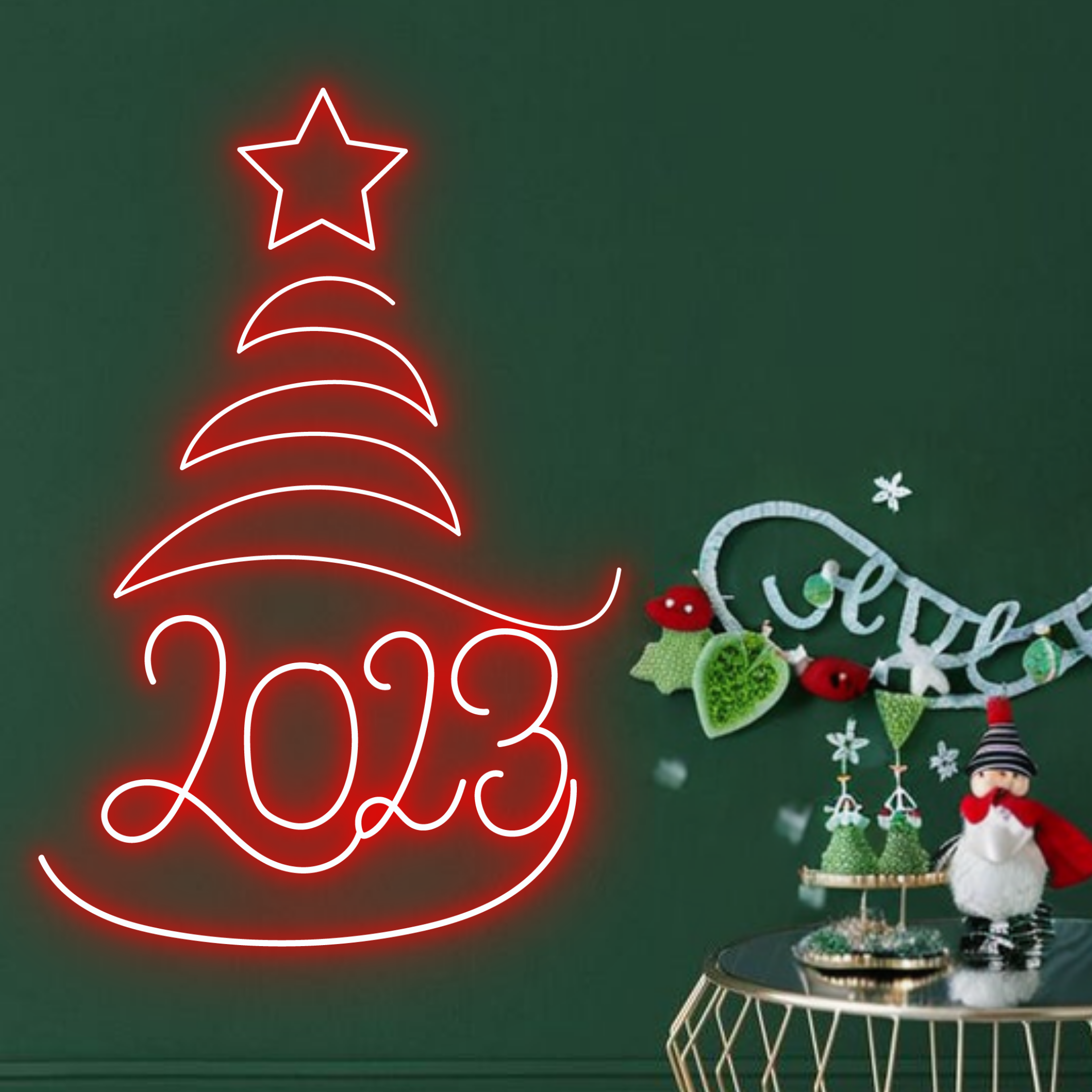 Christmas Tree 2023 Neon Signs Christmas and New Year Decor