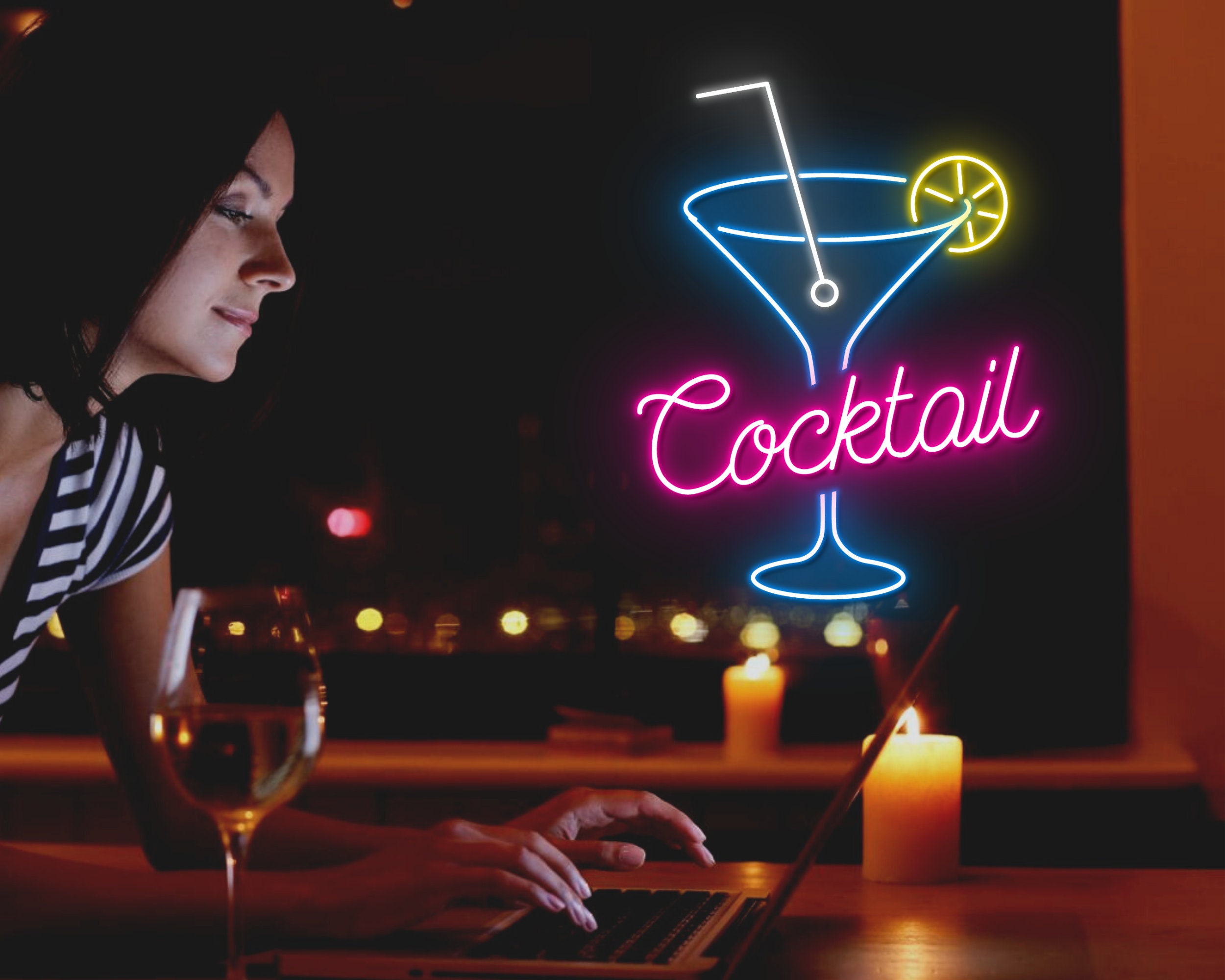 Cocktails Party Bar Pub Neon Signs Hanging Sign Wall Art
