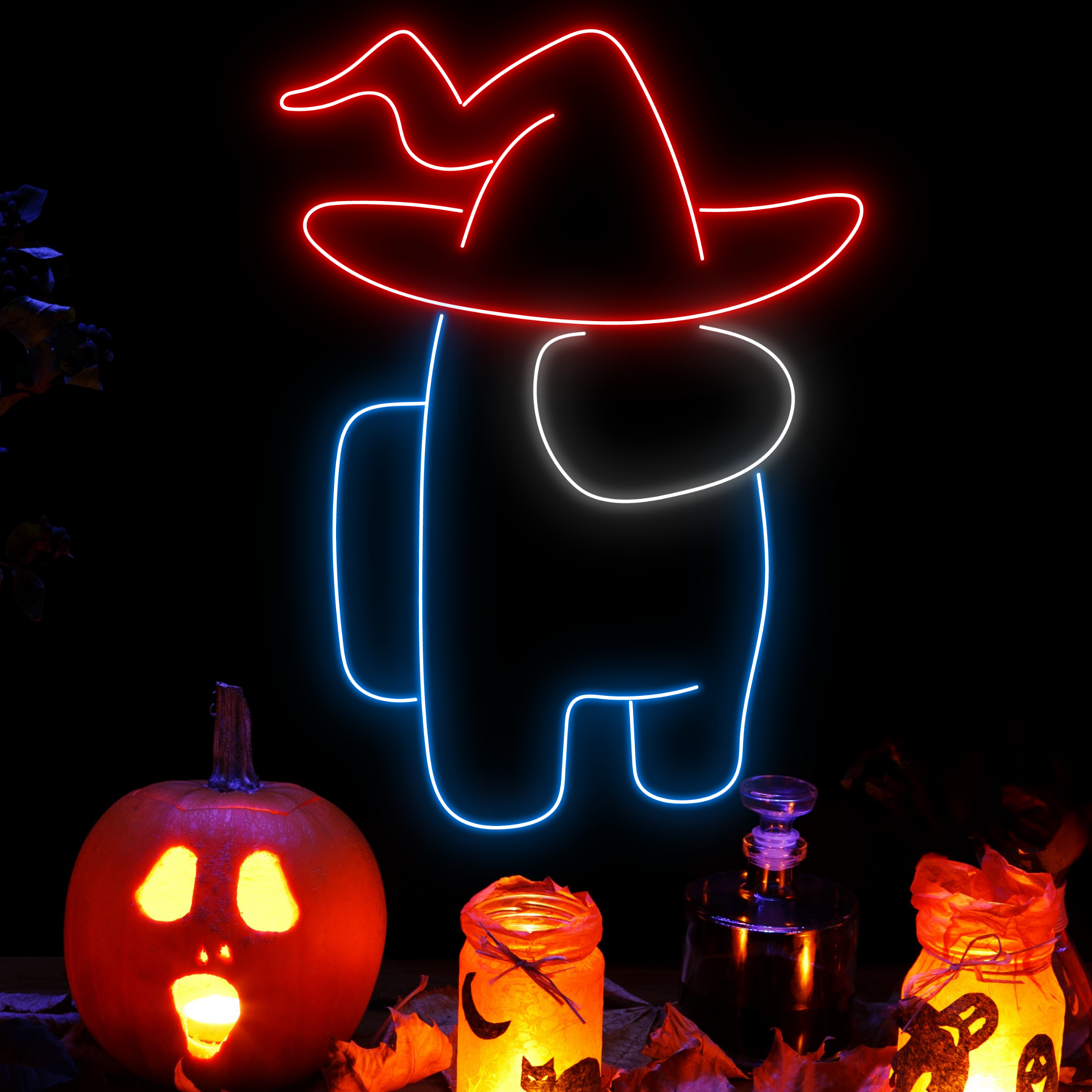 Magician Witch Among Us Neon Sign Halloween Wall Decor