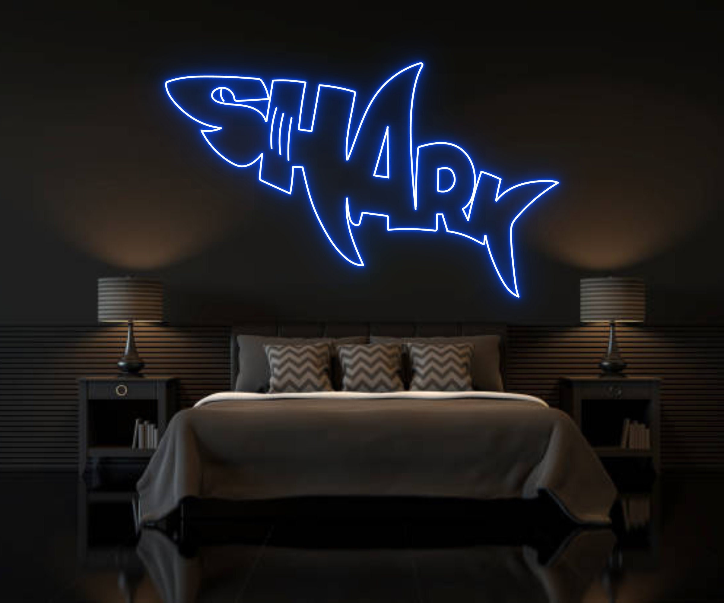 Shark Logo Neon Sign Wall Art Decor