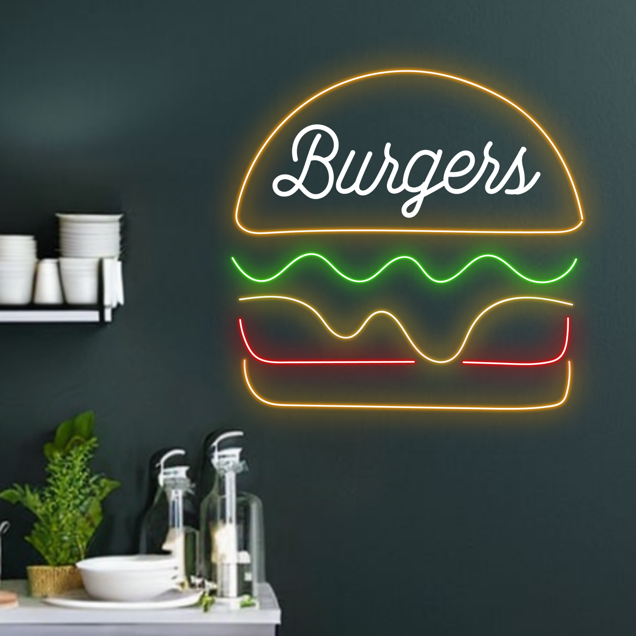Burgers Neon Signs Fast Food Signboard