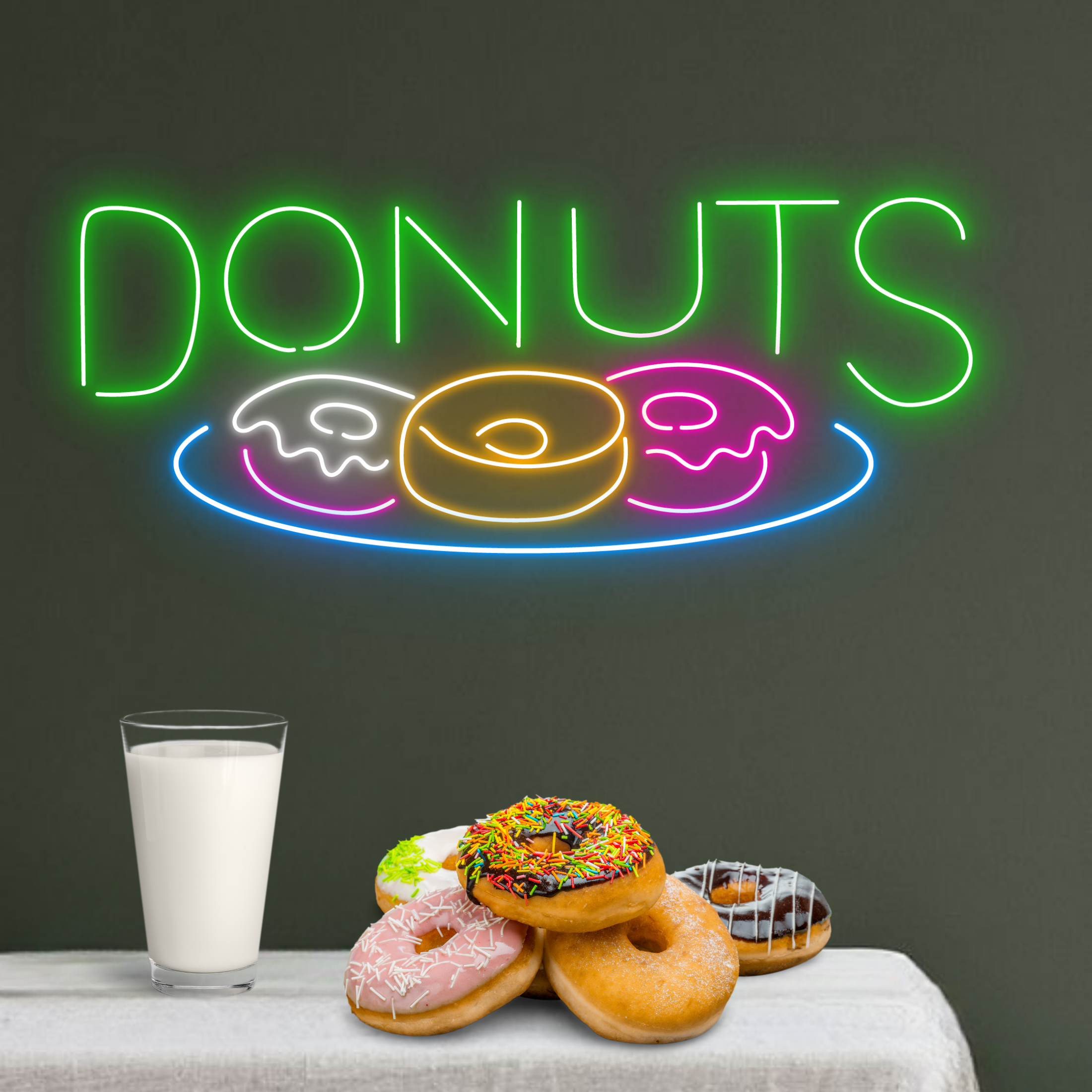 Donut Plate Neon Sign Bakery Donut Store Wall Art Decor