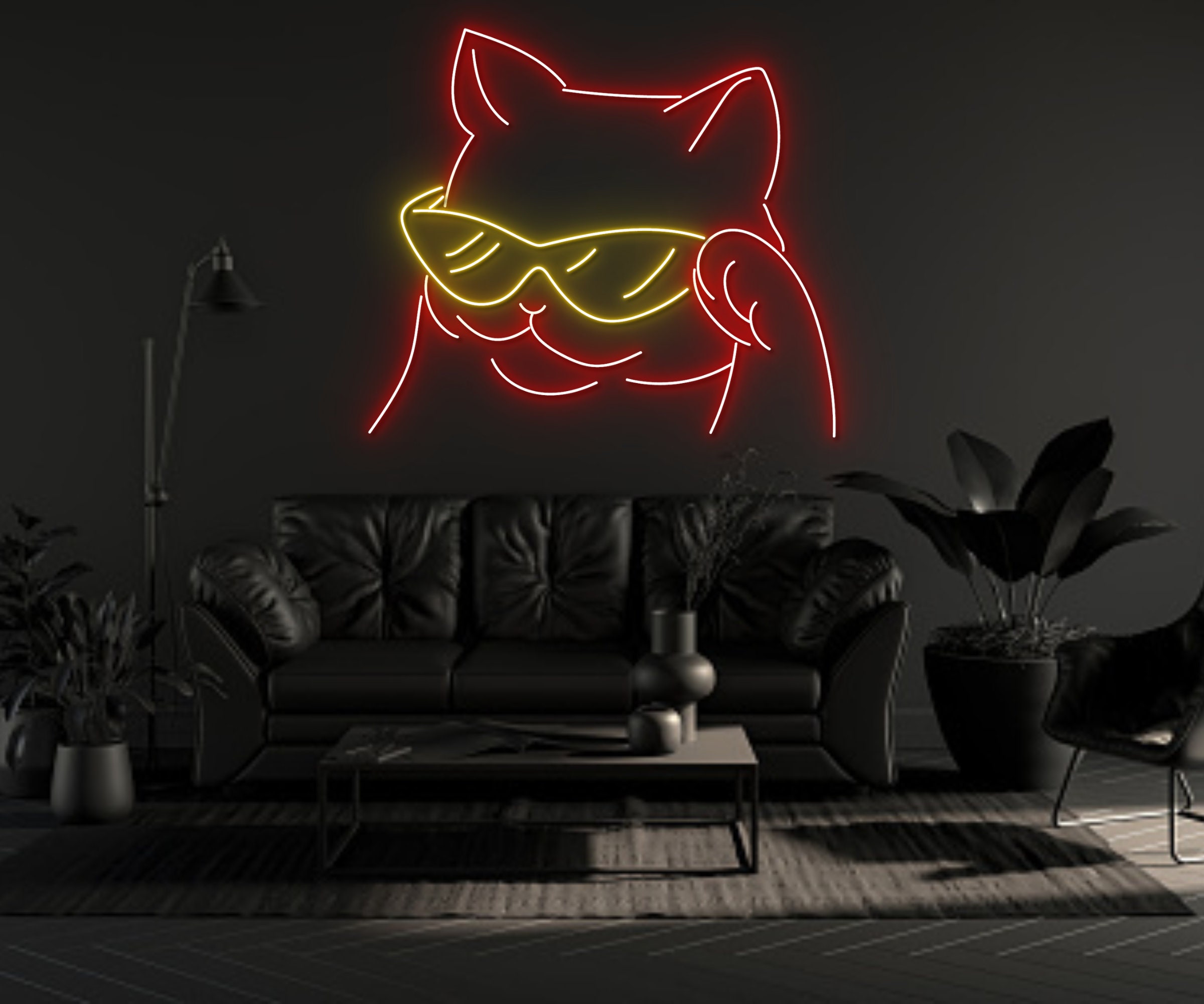 Cool Cat With Glasses Neon Sign
