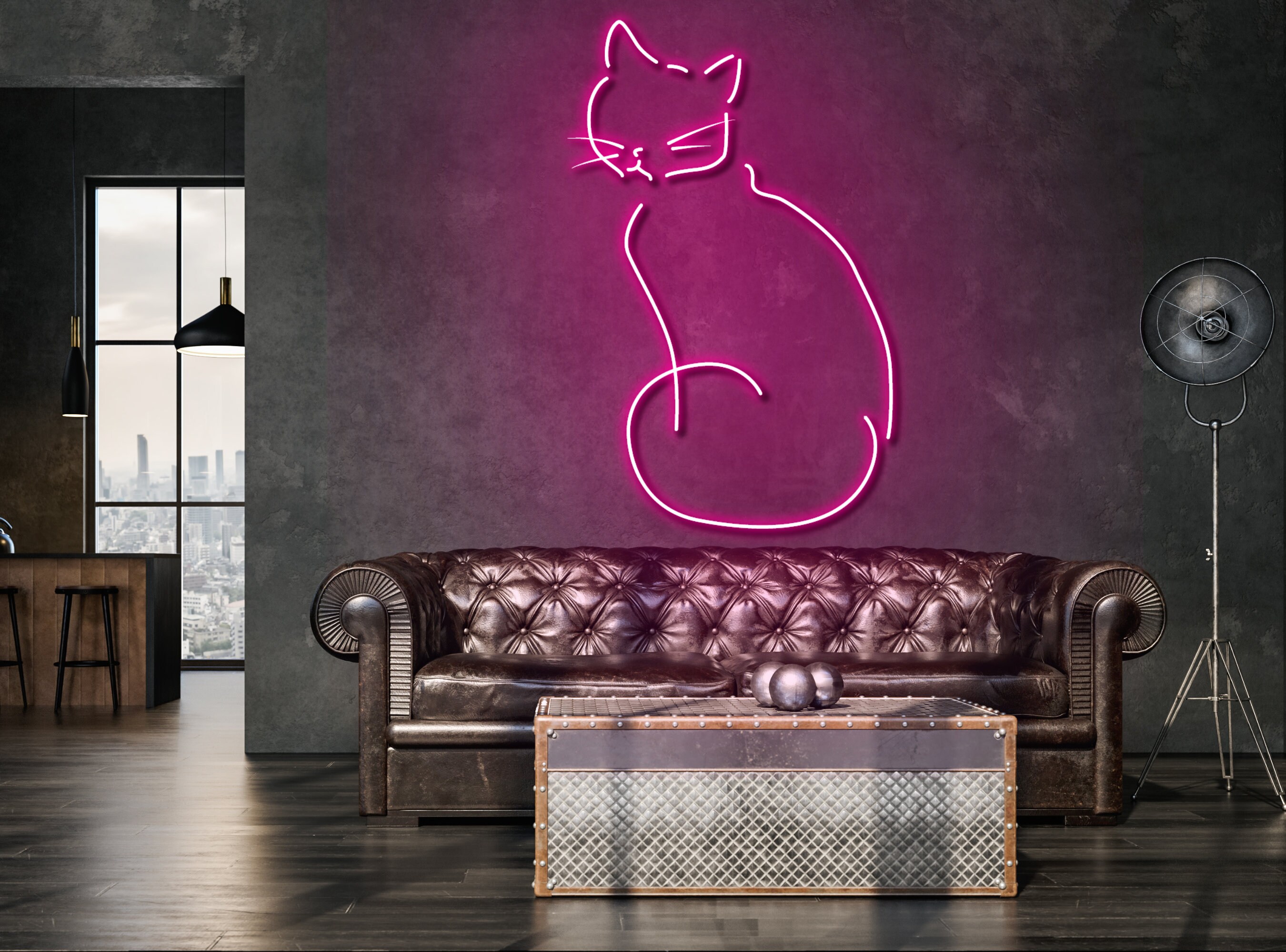 Cat Line Art Neon Sign Wall Decor