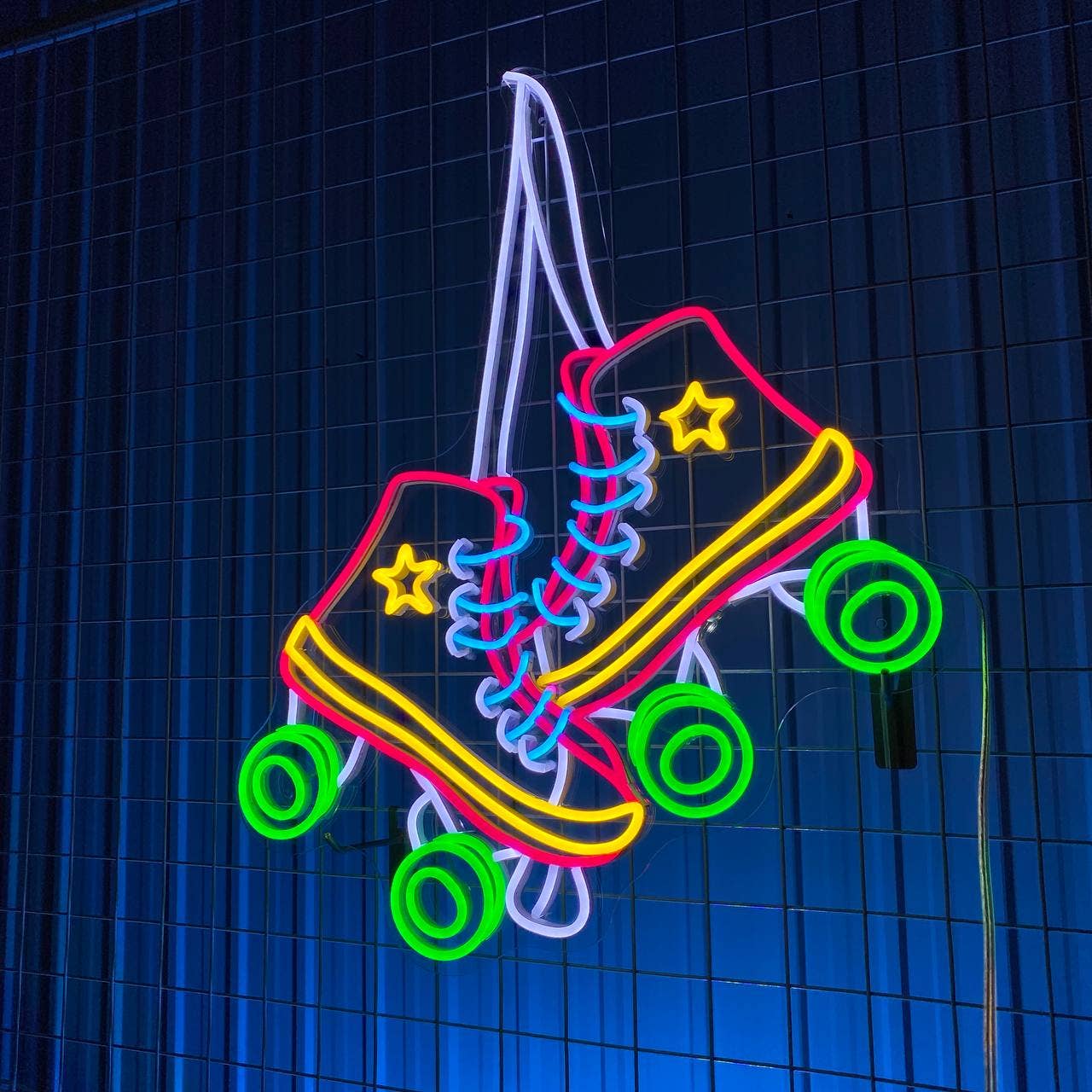 Roller Skates Neon Sign Roller Sports Club Shoes Shop Decor
