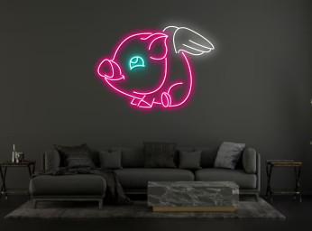 Pig With Wings Neon Sign Hanging Sign Wall Art