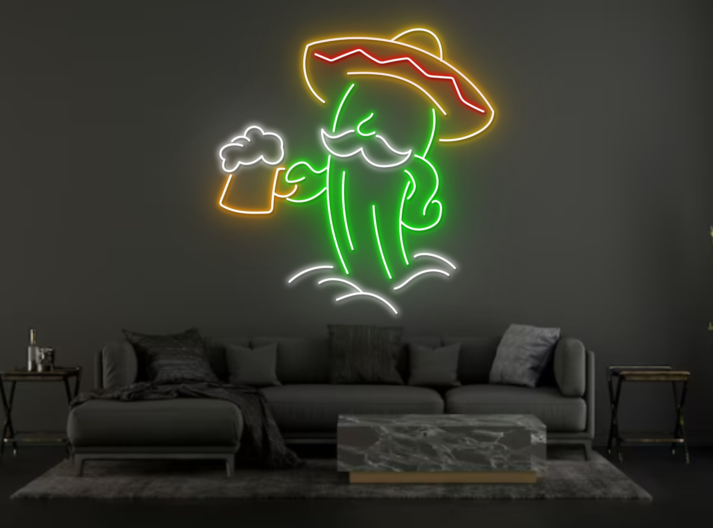 Cactus Desert Sombrero Drink Beer Neon Sign