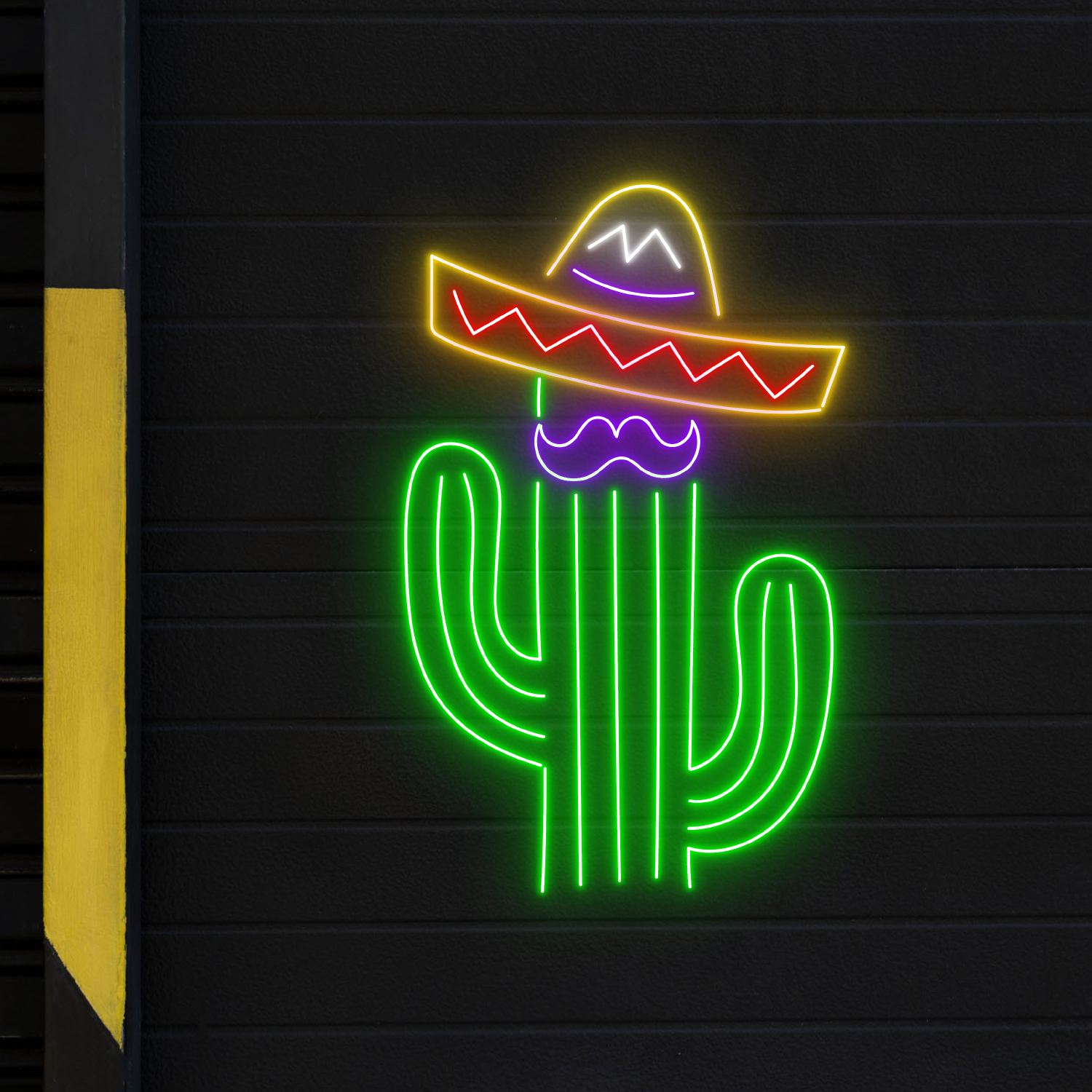 Mexican Sombrero Cactus Neon Sign